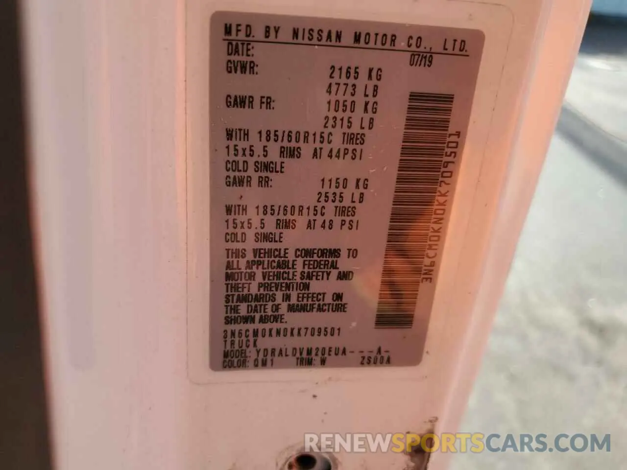 13 Photograph of a damaged car 3N6CM0KN0KK709501 NISSAN NV 2019