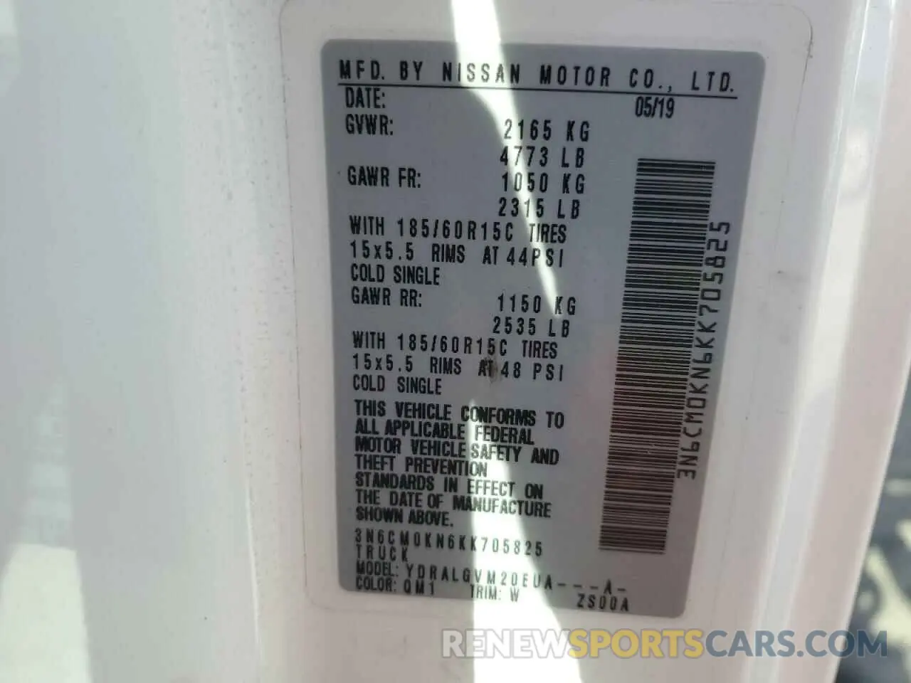13 Photograph of a damaged car 3N6CM0KN6KK705825 NISSAN NV 2019
