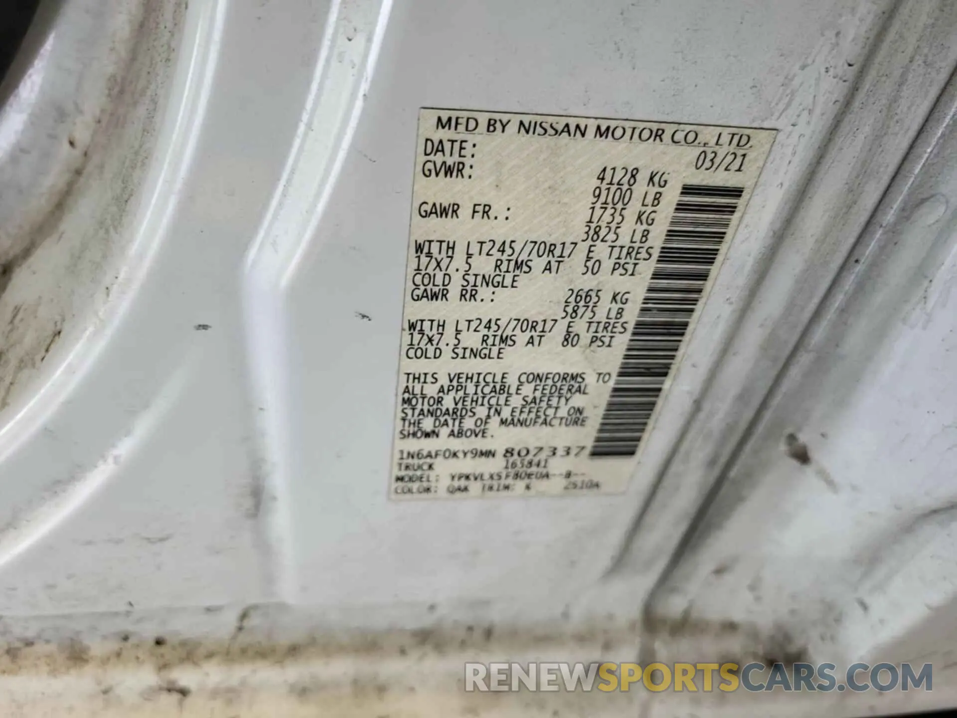 3 Photograph of a damaged car 1N6AF0KY9MN807337 NISSAN NV 2021