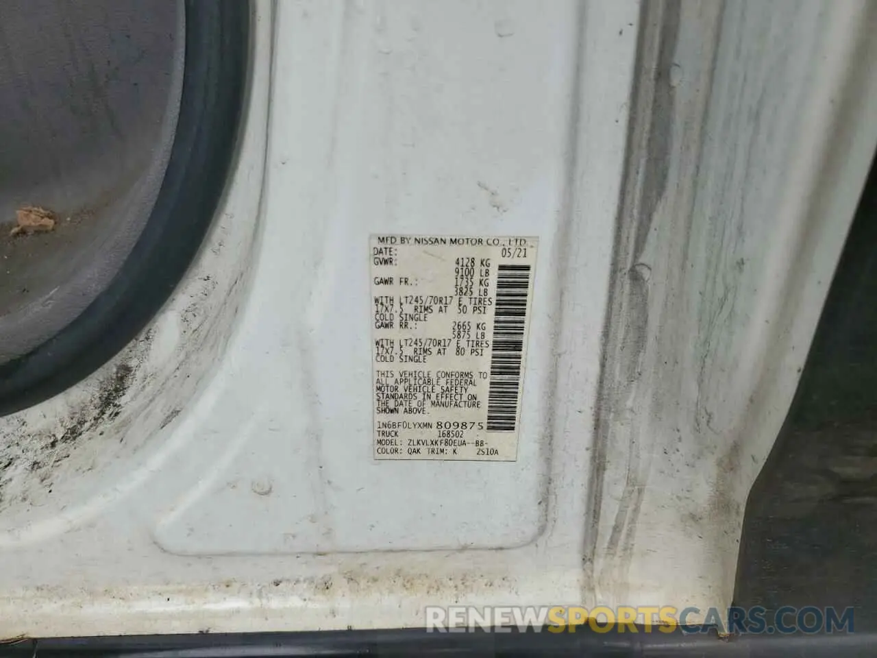 14 Photograph of a damaged car 1N6BF0LYXMN809875 NISSAN NV 2021