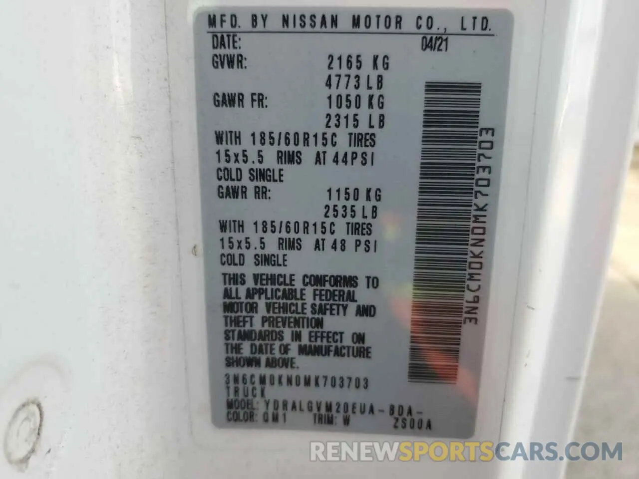 13 Photograph of a damaged car 3N6CM0KN0MK703703 NISSAN NV 2021
