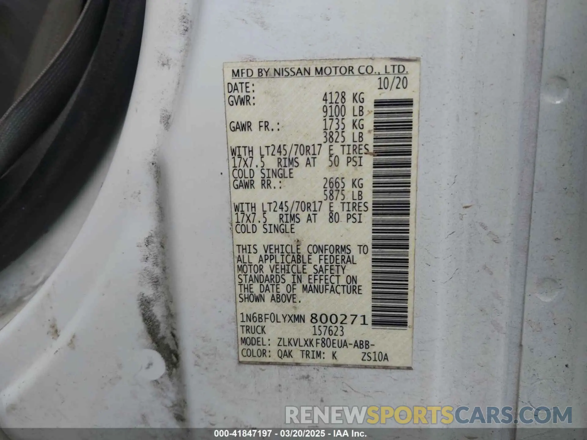 9 Photograph of a damaged car 1N6BF0LYXMN800271 NISSAN NV CARGO NV2500 HD 2021