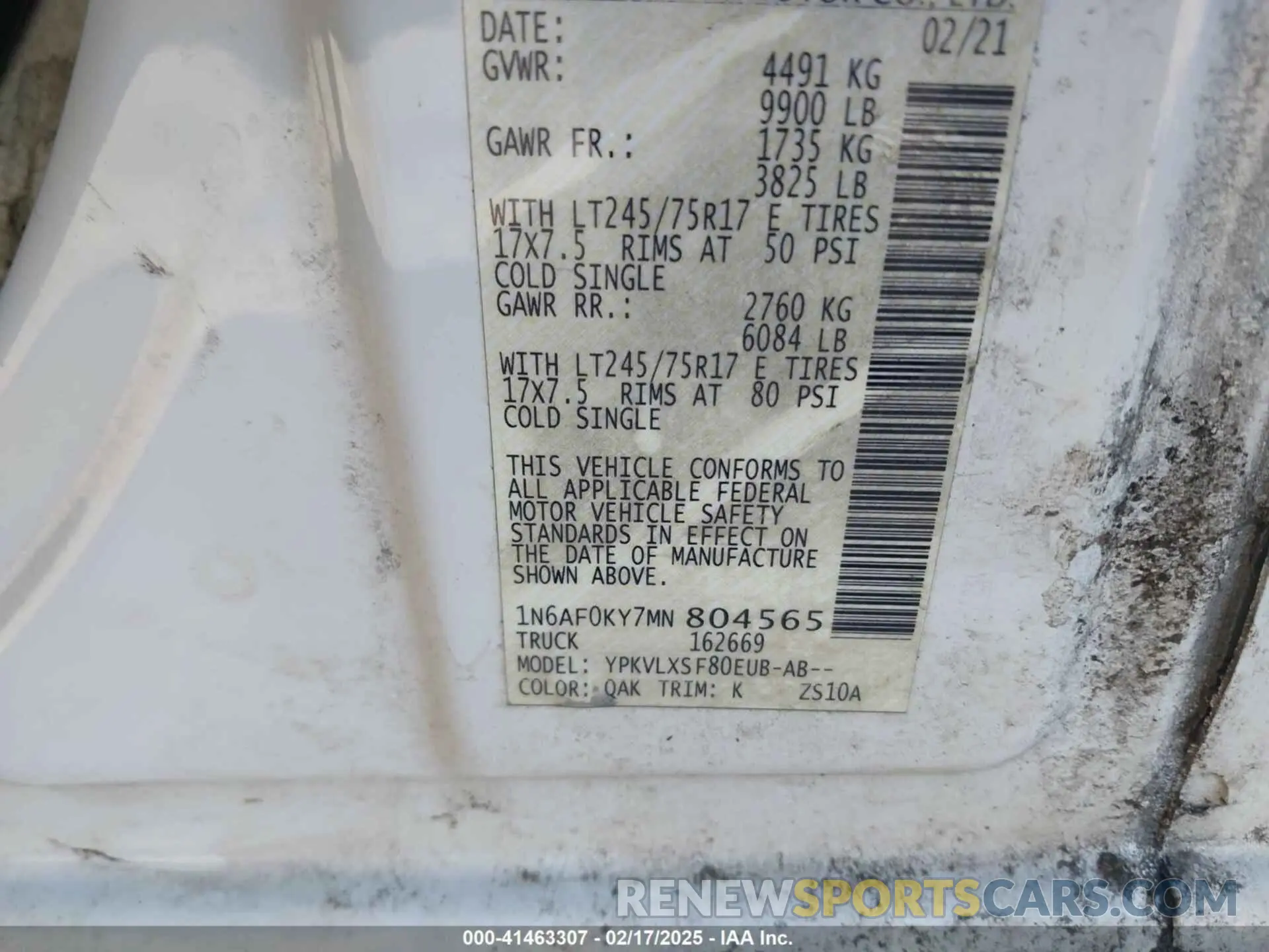 9 Photograph of a damaged car 1N6AF0KY7MN804565 NISSAN NV CARGO NV3500 HD 2021