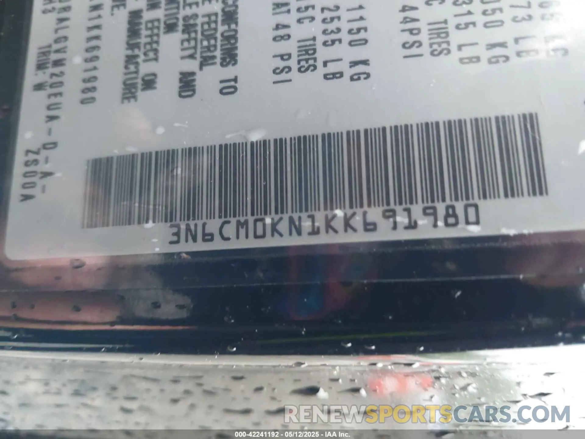 9 Photograph of a damaged car 3N6CM0KN1KK691980 NISSAN NV200 2019