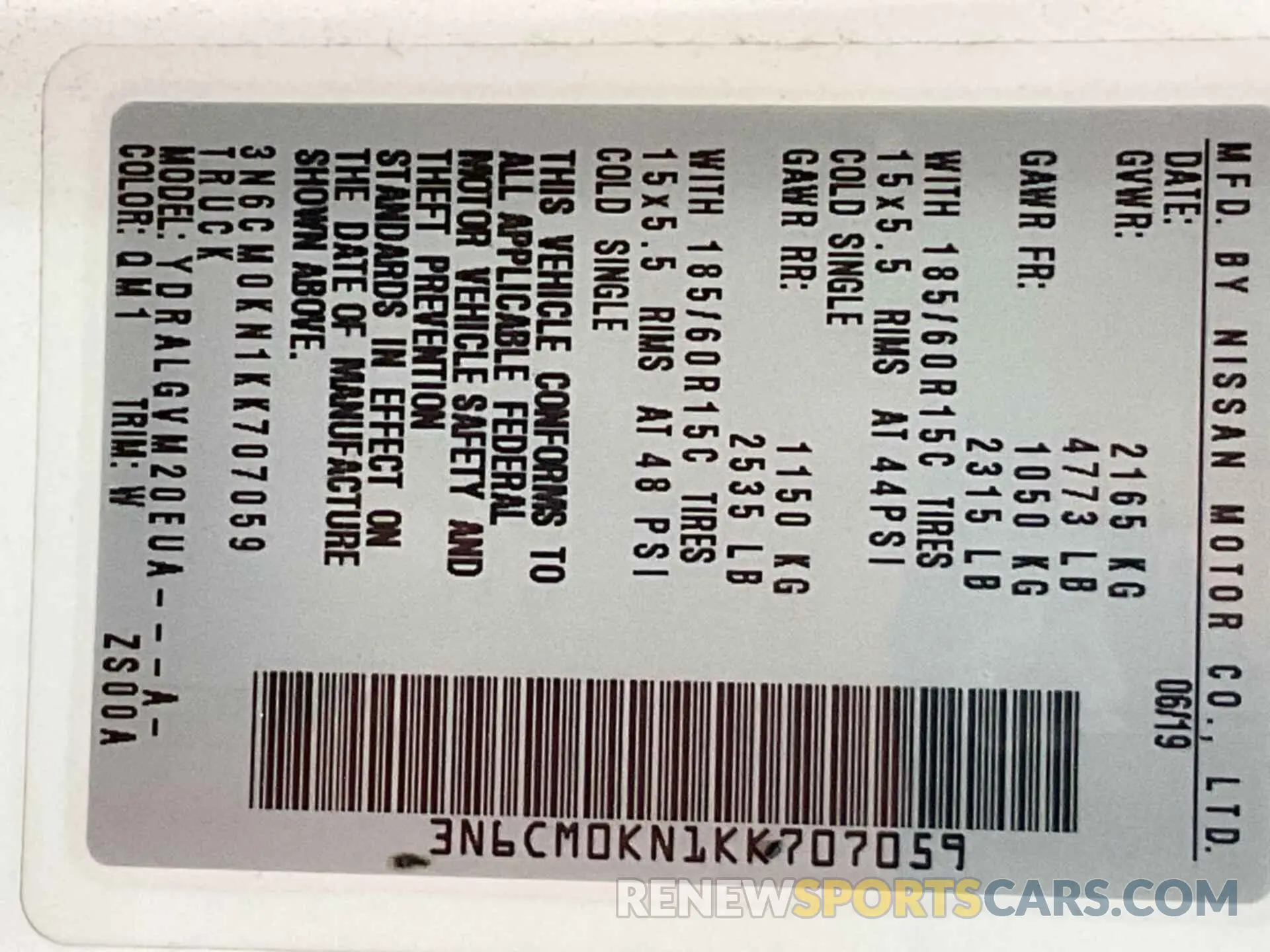 11 Photograph of a damaged car 3N6CM0KN1KK707059 NISSAN NV200 2019