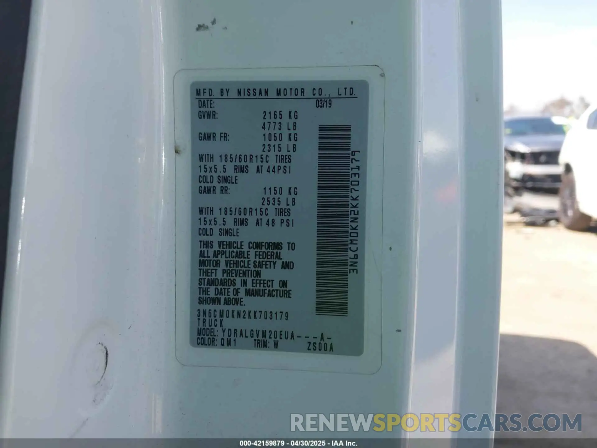 9 Photograph of a damaged car 3N6CM0KN2KK703179 NISSAN NV200 2019