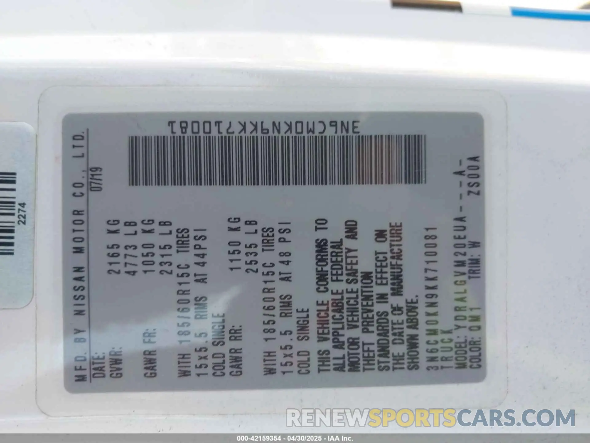 9 Photograph of a damaged car 3N6CM0KN9KK710081 NISSAN NV200 2019