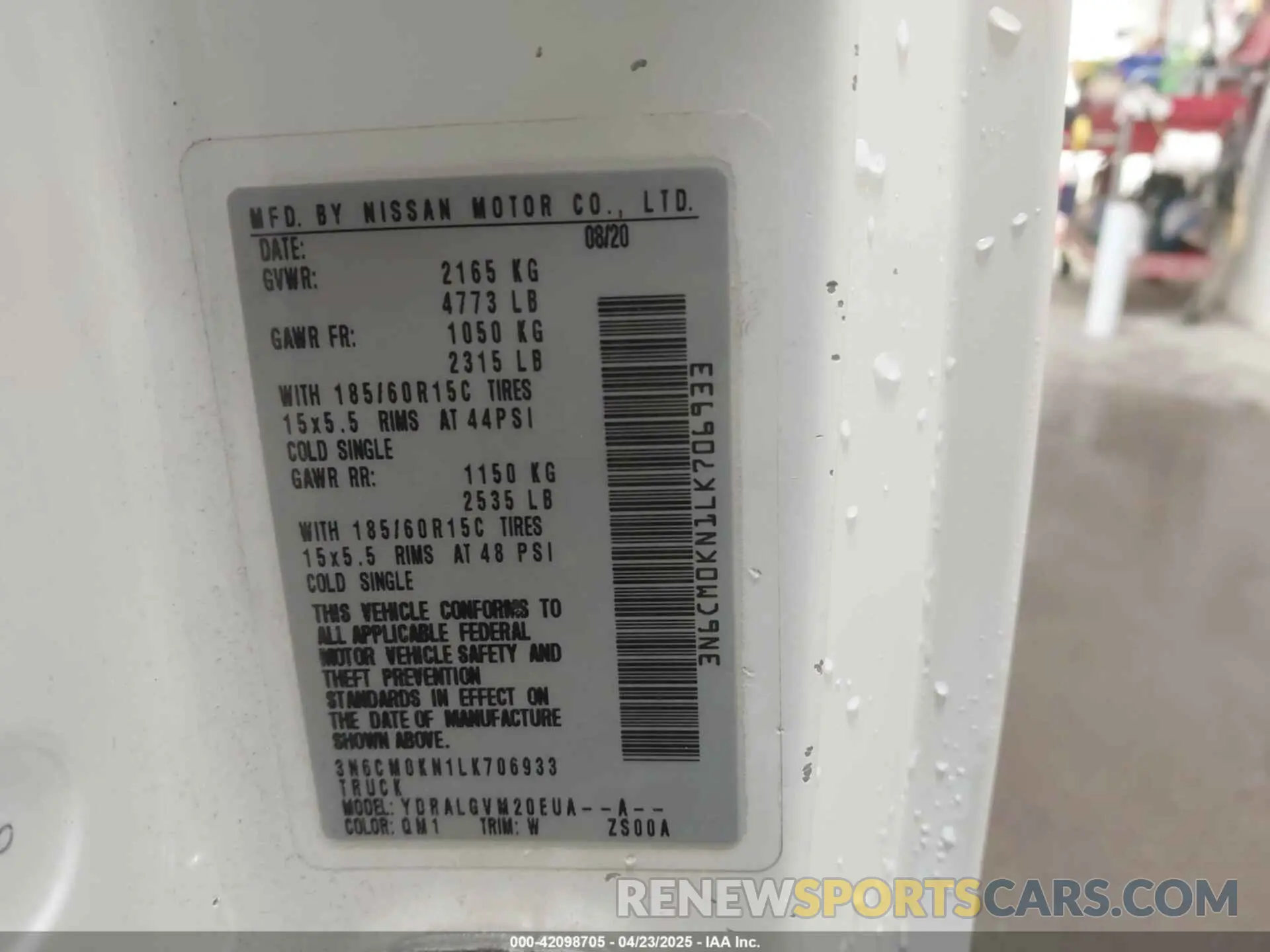 9 Photograph of a damaged car 3N6CM0KN1LK706933 NISSAN NV200  CARGO 2020