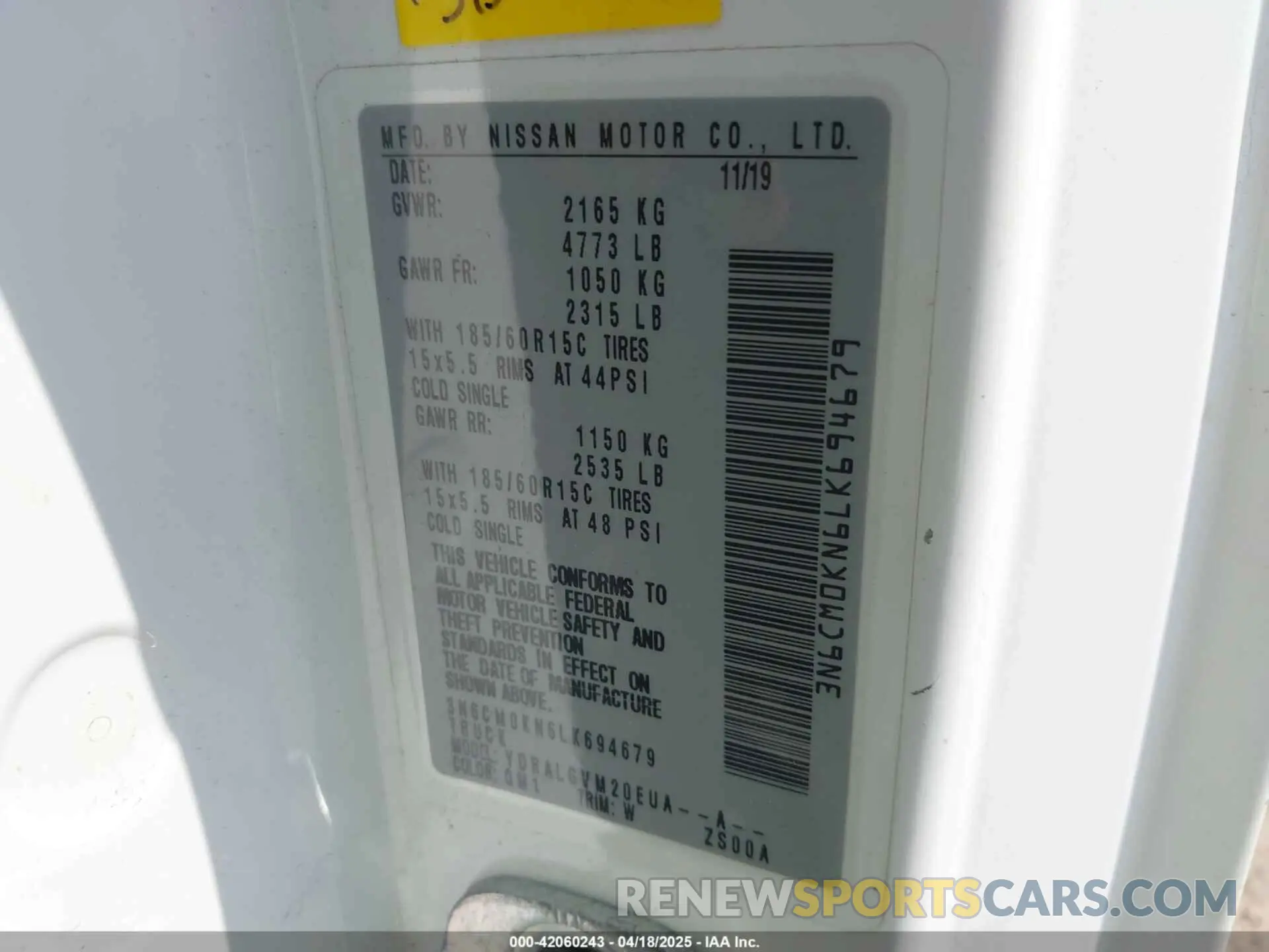 9 Photograph of a damaged car 3N6CM0KN6LK694679 NISSAN NV200  CARGO 2020