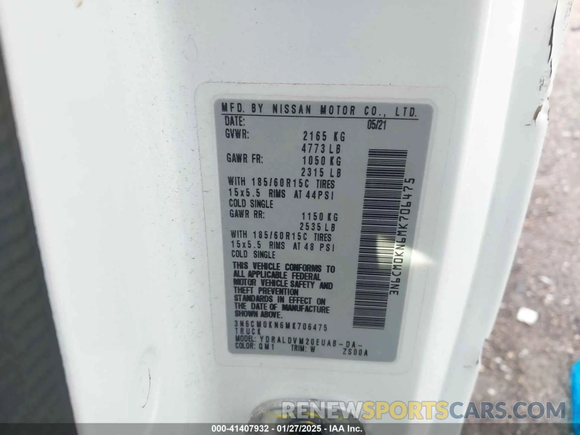 9 Photograph of a damaged car 3N6CM0KN6MK706475 NISSAN NV200  CARGO 2021