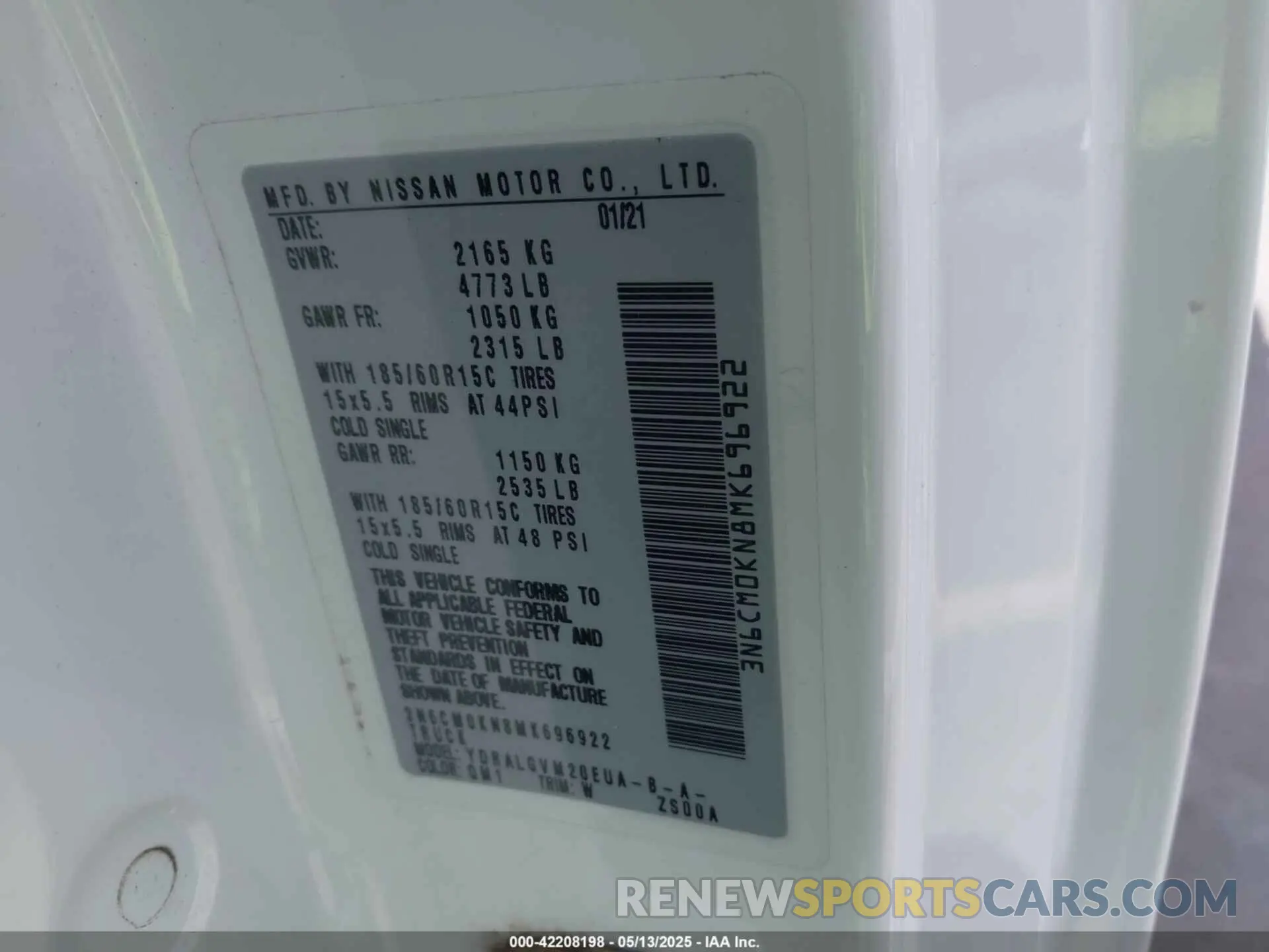 9 Photograph of a damaged car 3N6CM0KN8MK696922 NISSAN NV200  CARGO 2021