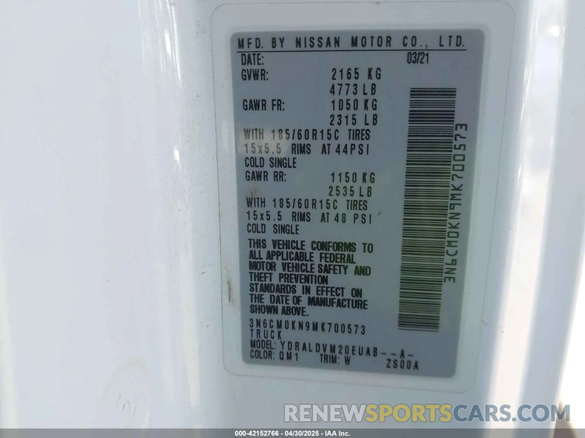 9 Photograph of a damaged car 3N6CM0KN9MK700573 NISSAN NV200  CARGO 2021