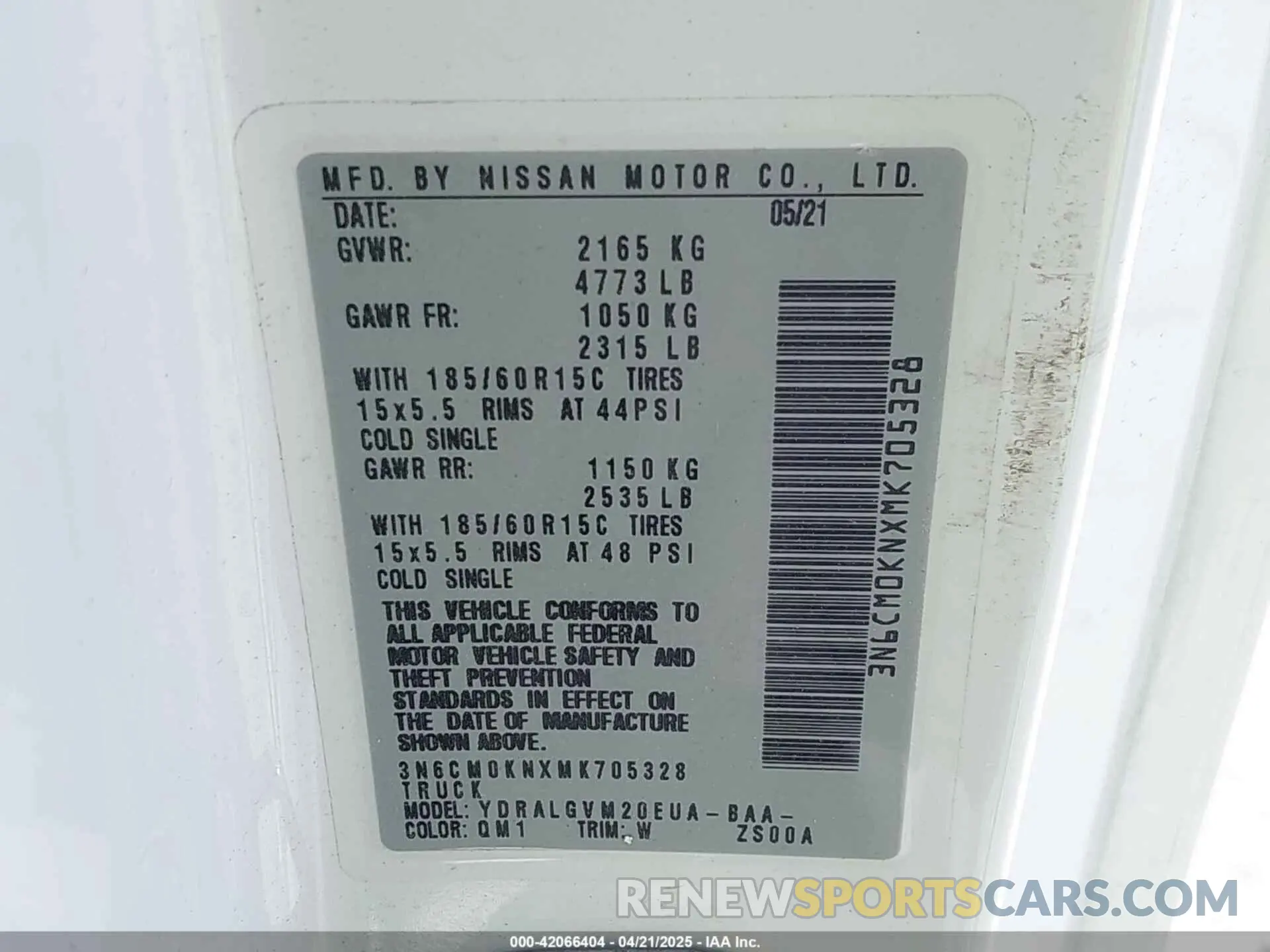 9 Photograph of a damaged car 3N6CM0KNXMK705328 NISSAN NV200  CARGO 2021