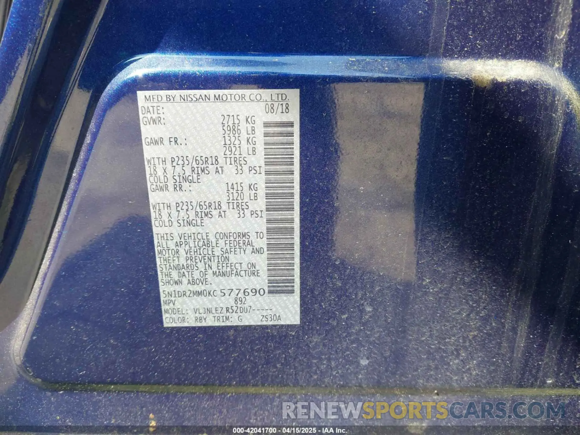 9 Photograph of a damaged car 5N1DR2MM0KC577690 NISSAN PATHFINDER 2019