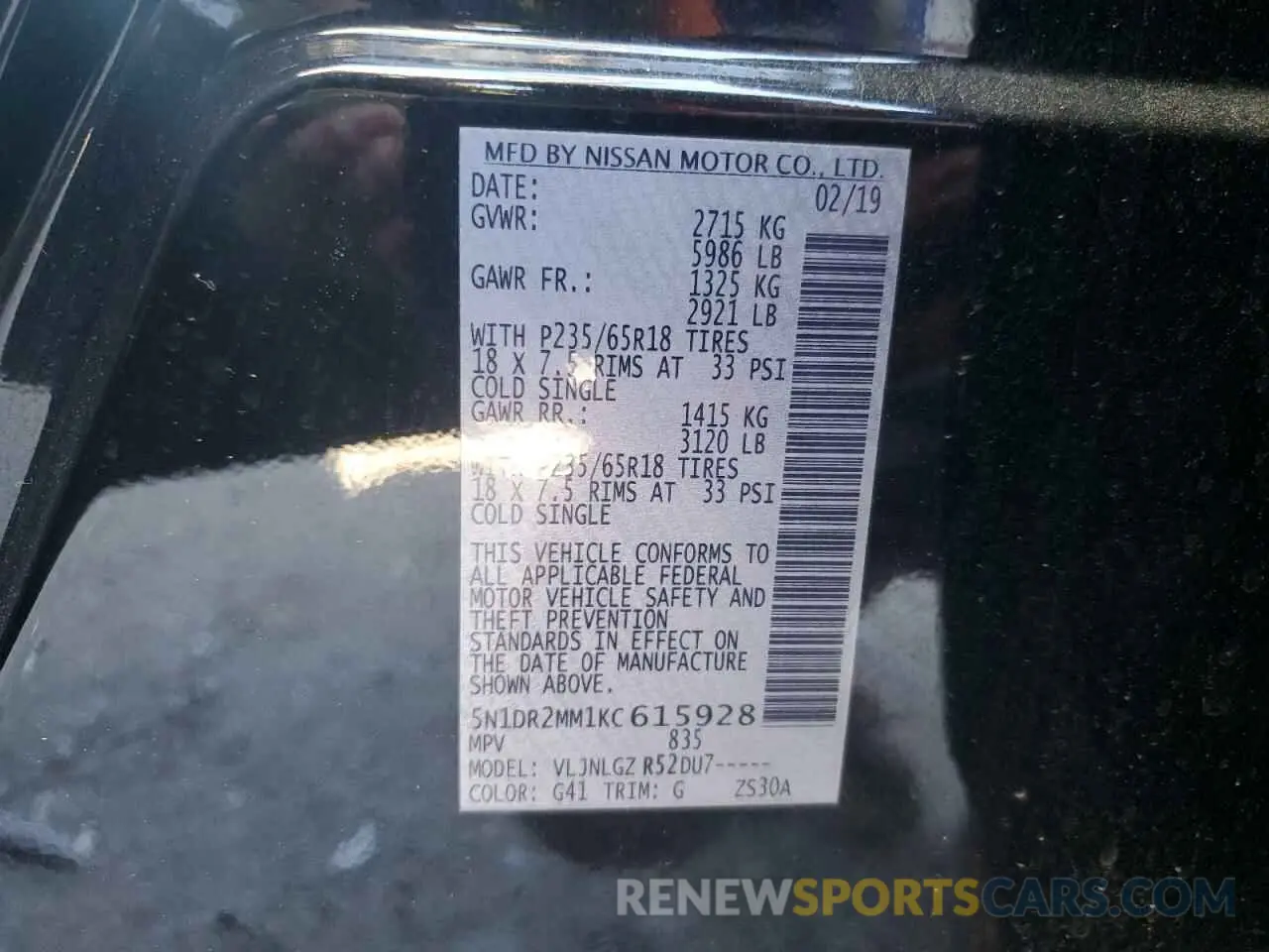 13 Photograph of a damaged car 5N1DR2MM1KC615928 NISSAN PATHFINDER 2019