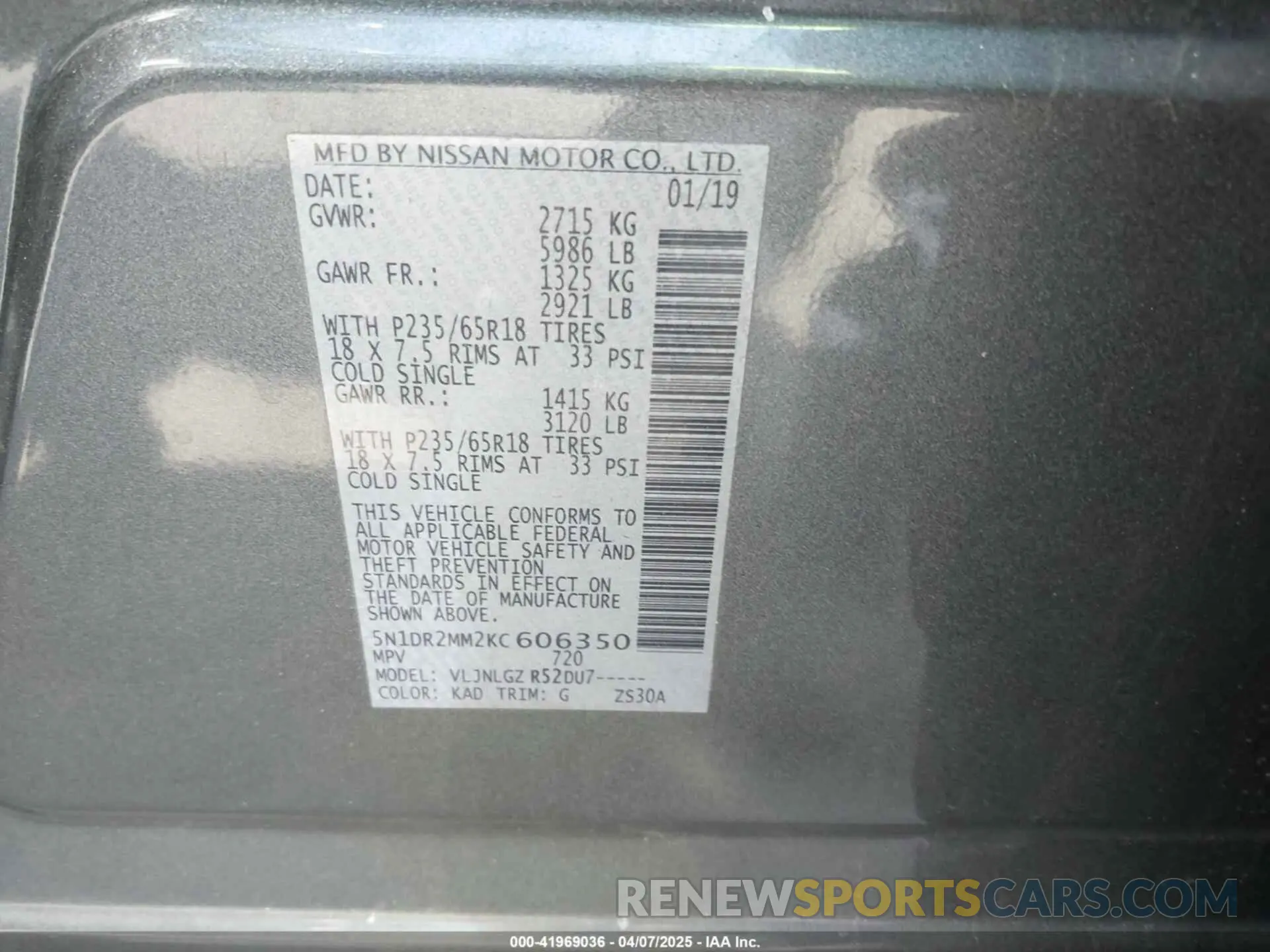 9 Photograph of a damaged car 5N1DR2MM2KC606350 NISSAN PATHFINDER 2019