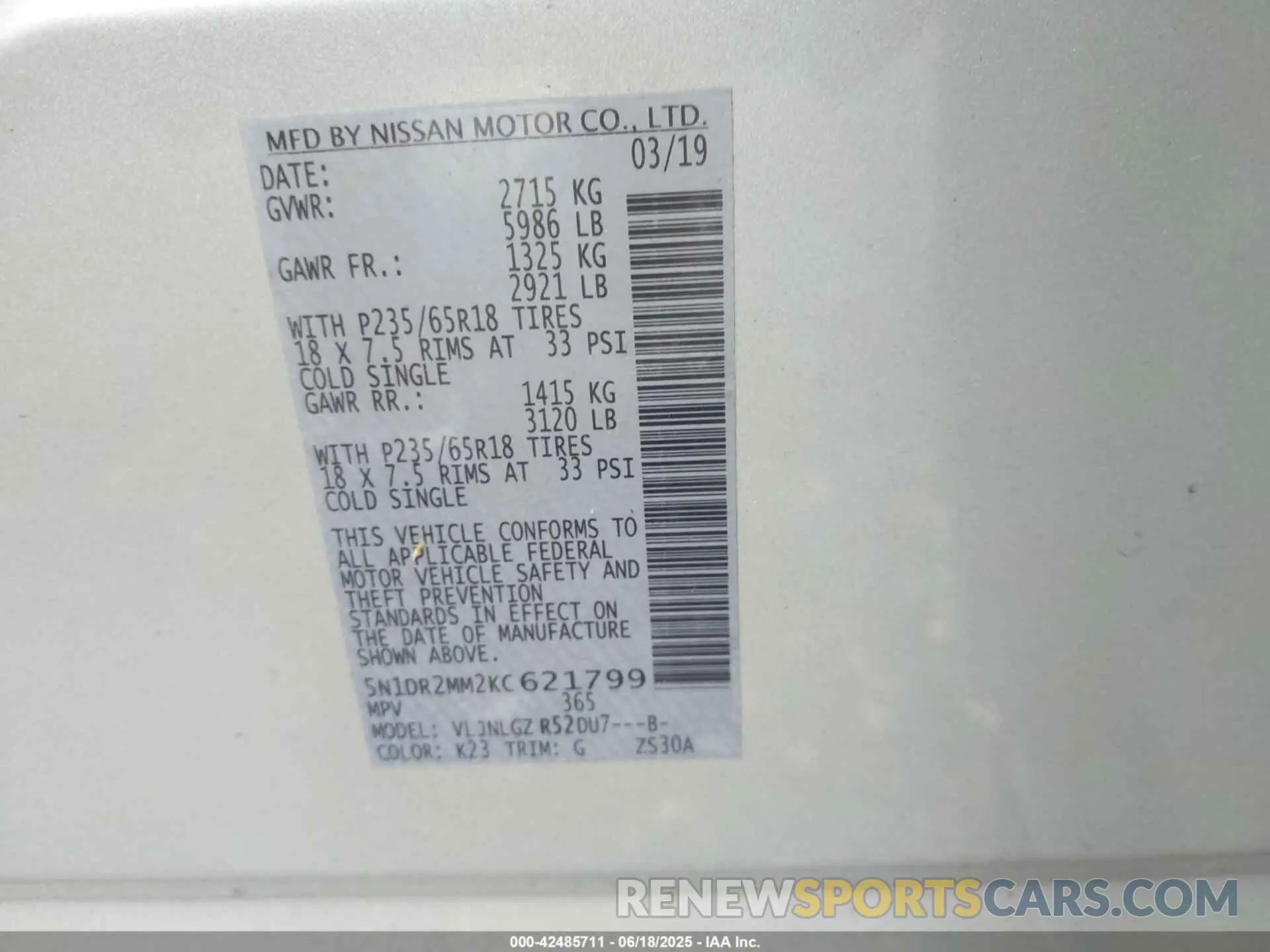 9 Photograph of a damaged car 5N1DR2MM2KC621799 NISSAN PATHFINDER 2019