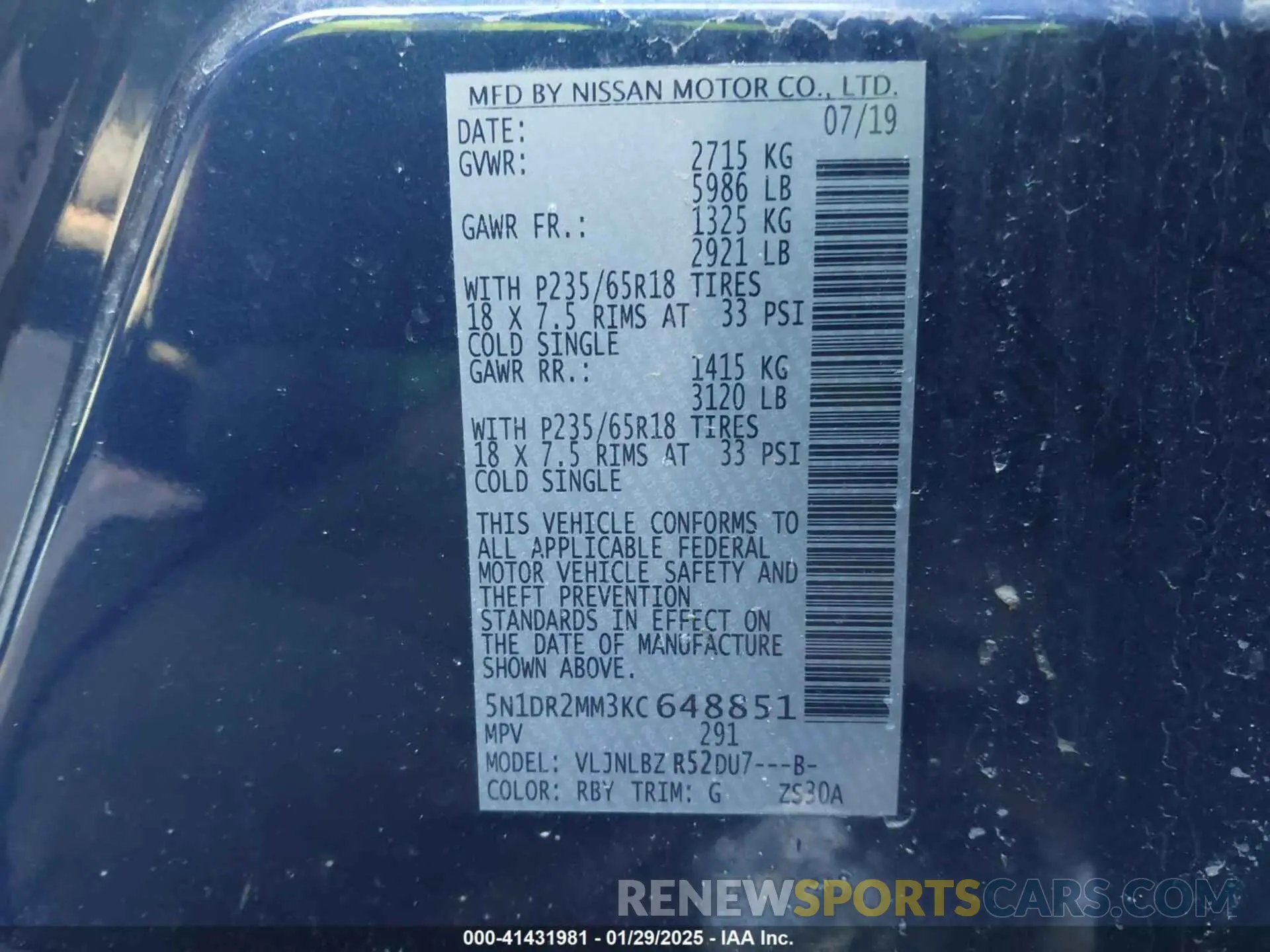 9 Photograph of a damaged car 5N1DR2MM3KC648851 NISSAN PATHFINDER 2019