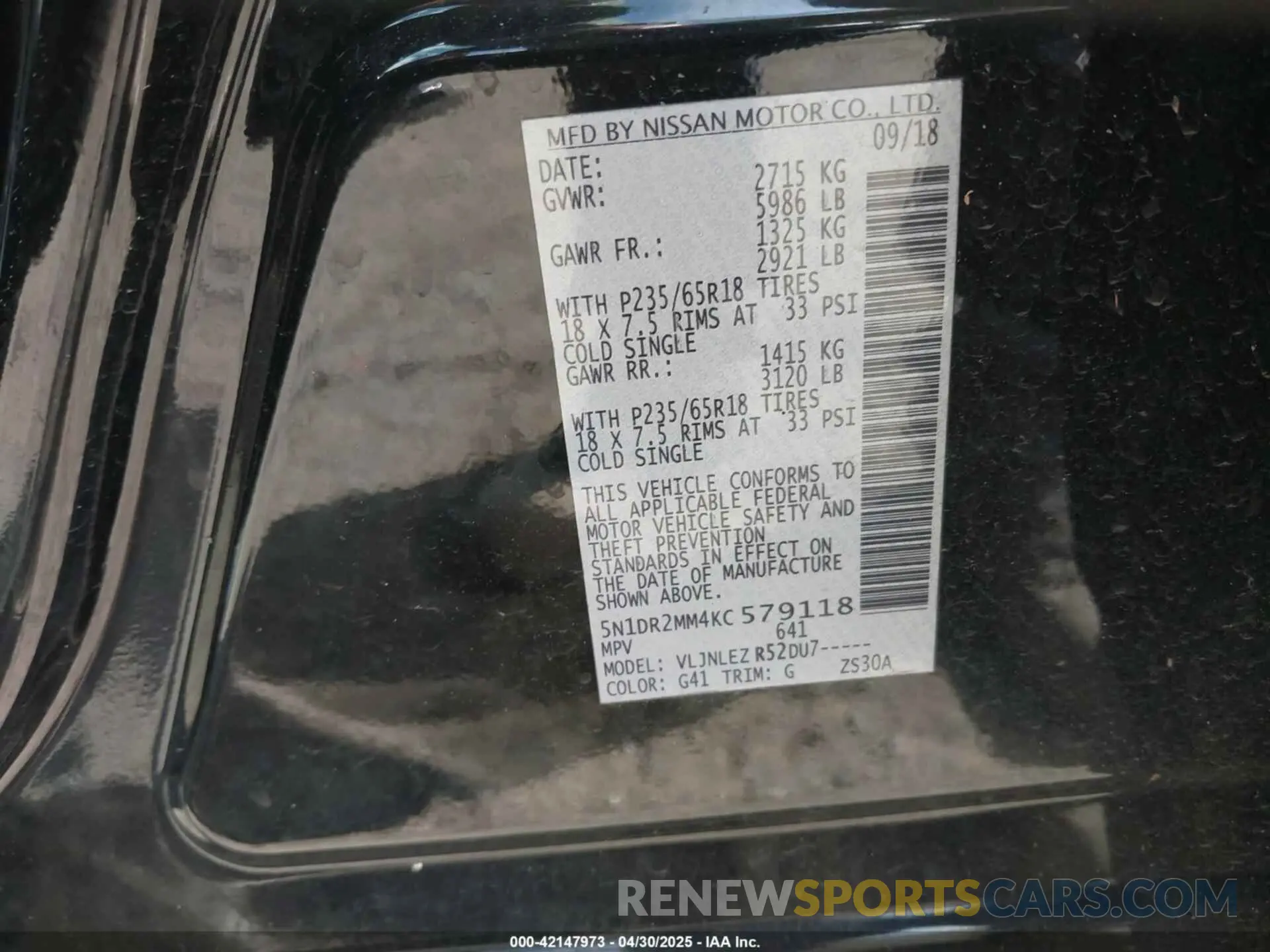 9 Photograph of a damaged car 5N1DR2MM4KC579118 NISSAN PATHFINDER 2019