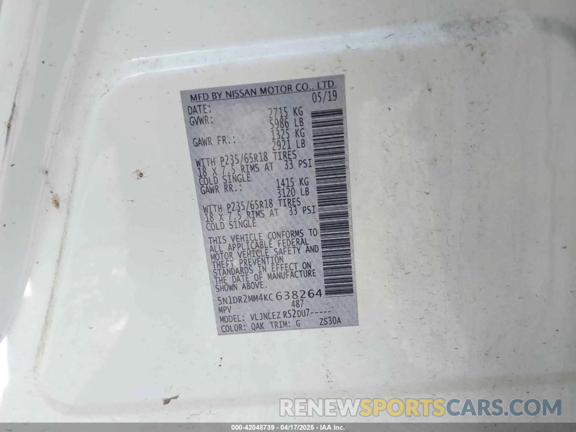 9 Photograph of a damaged car 5N1DR2MM4KC638264 NISSAN PATHFINDER 2019