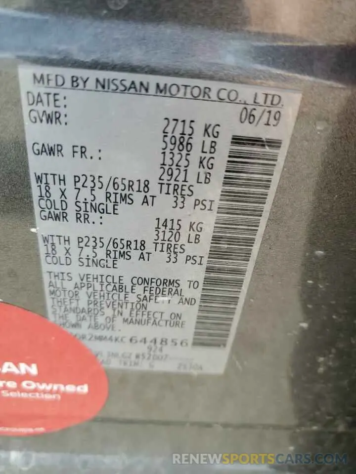 13 Photograph of a damaged car 5N1DR2MM4KC644856 NISSAN PATHFINDER 2019