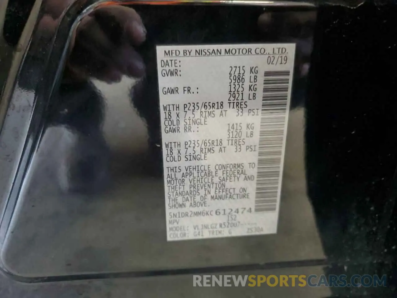 14 Photograph of a damaged car 5N1DR2MM6KC612474 NISSAN PATHFINDER 2019