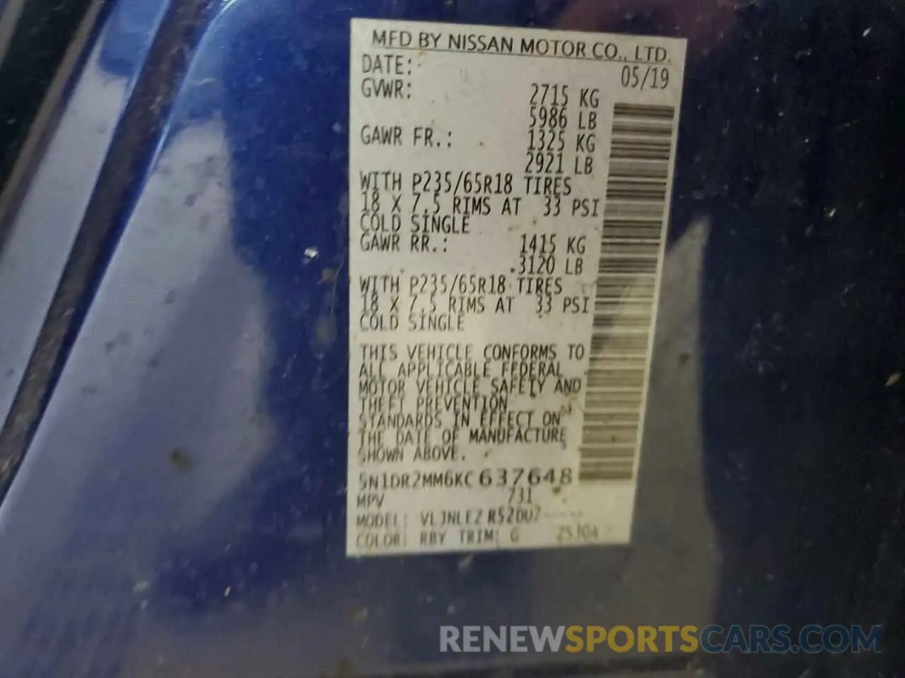 13 Photograph of a damaged car 5N1DR2MM6KC637648 NISSAN PATHFINDER 2019