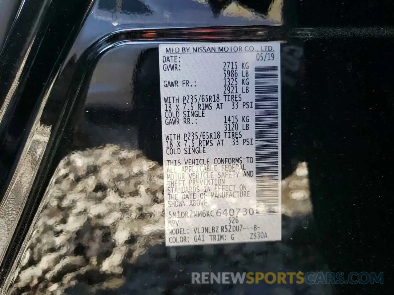 13 Photograph of a damaged car 5N1DR2MM6KC640730 NISSAN PATHFINDER 2019
