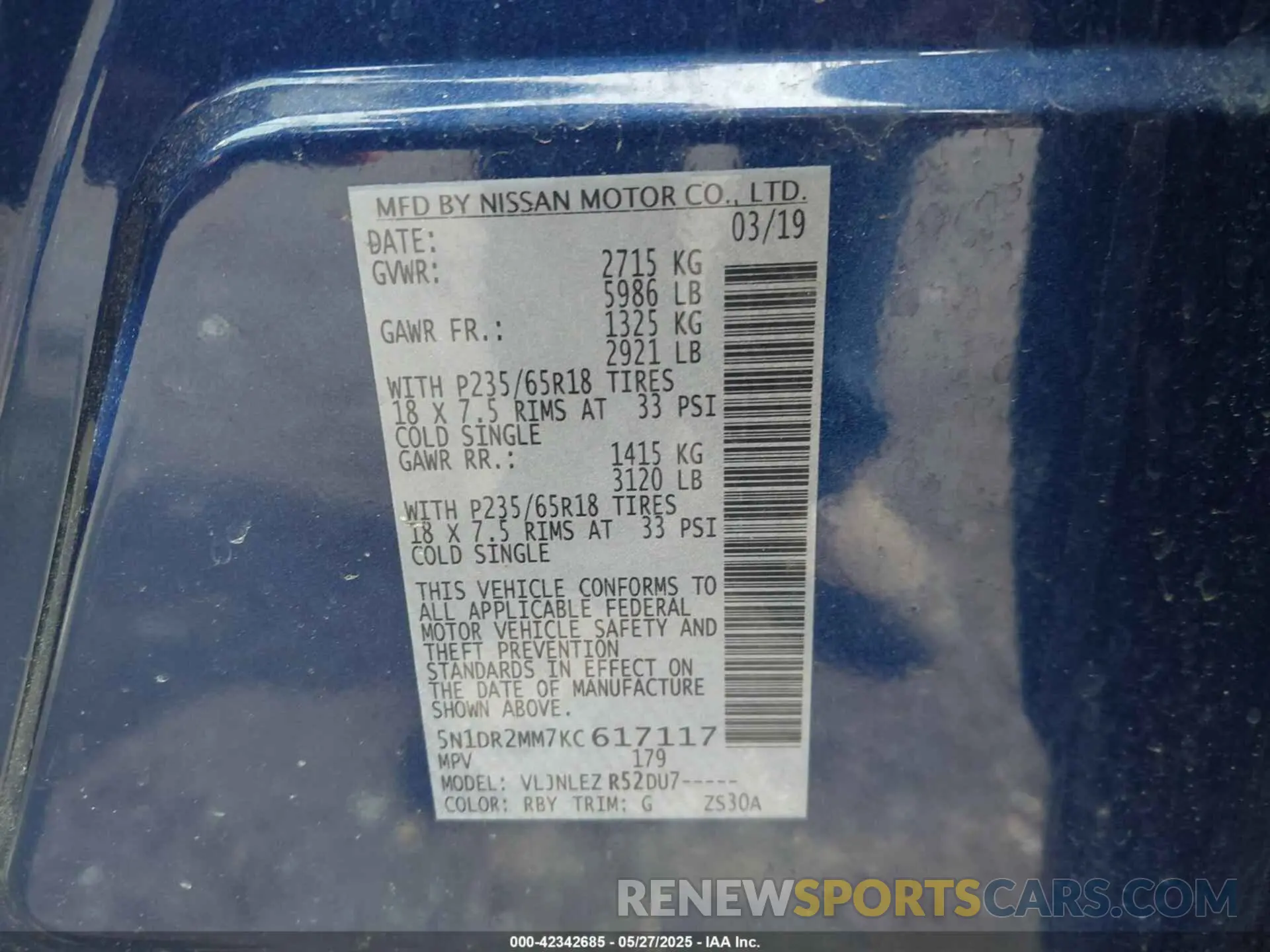 9 Photograph of a damaged car 5N1DR2MM7KC617117 NISSAN PATHFINDER 2019