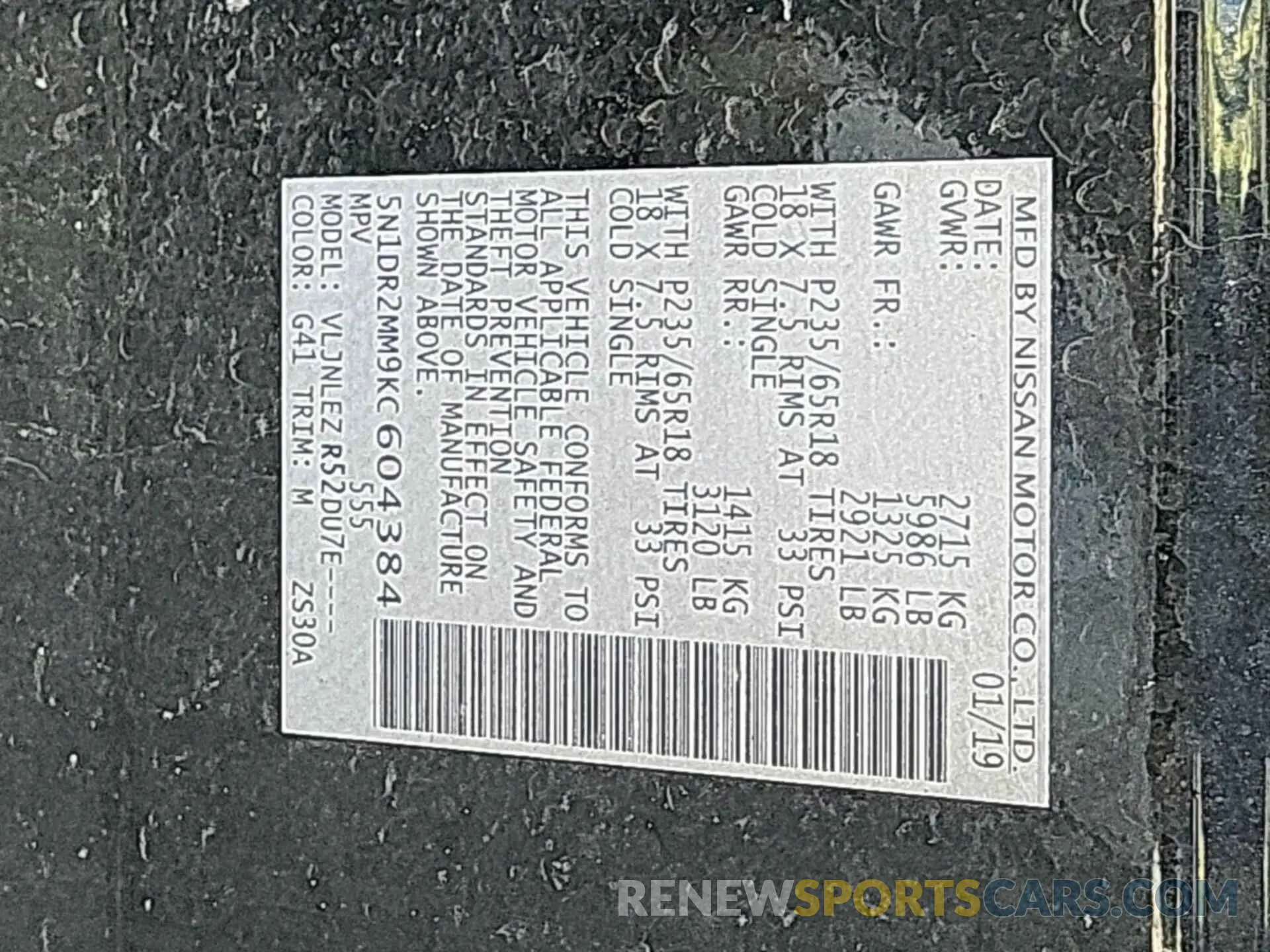 7 Photograph of a damaged car 5N1DR2MM9KC604384 NISSAN PATHFINDER 2019
