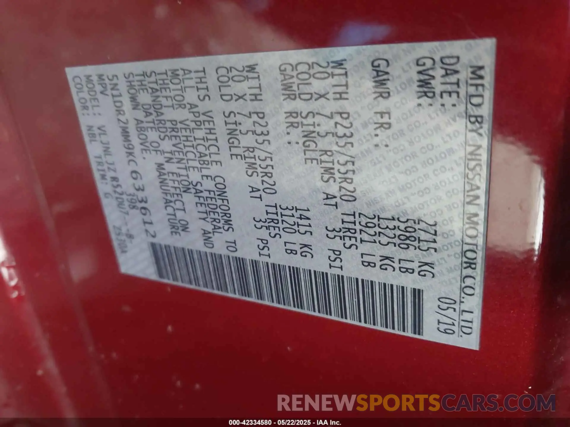 9 Photograph of a damaged car 5N1DR2MM9KC633612 NISSAN PATHFINDER 2019