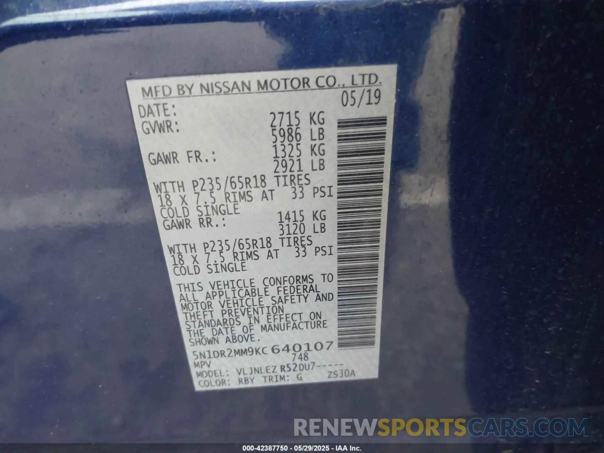 9 Photograph of a damaged car 5N1DR2MM9KC640107 NISSAN PATHFINDER 2019