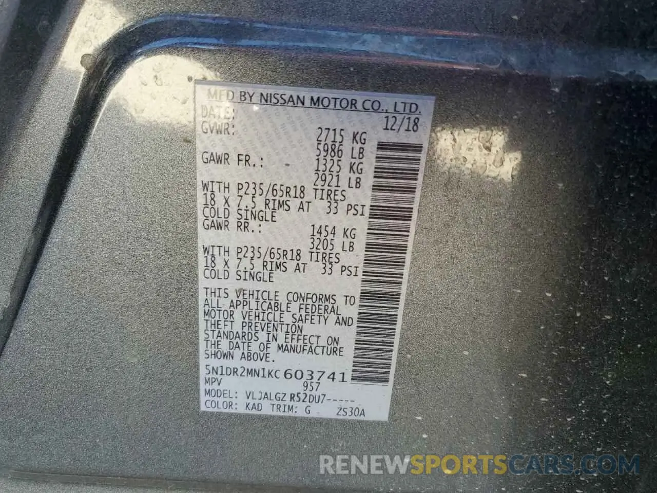 13 Photograph of a damaged car 5N1DR2MN1KC603741 NISSAN PATHFINDER 2019