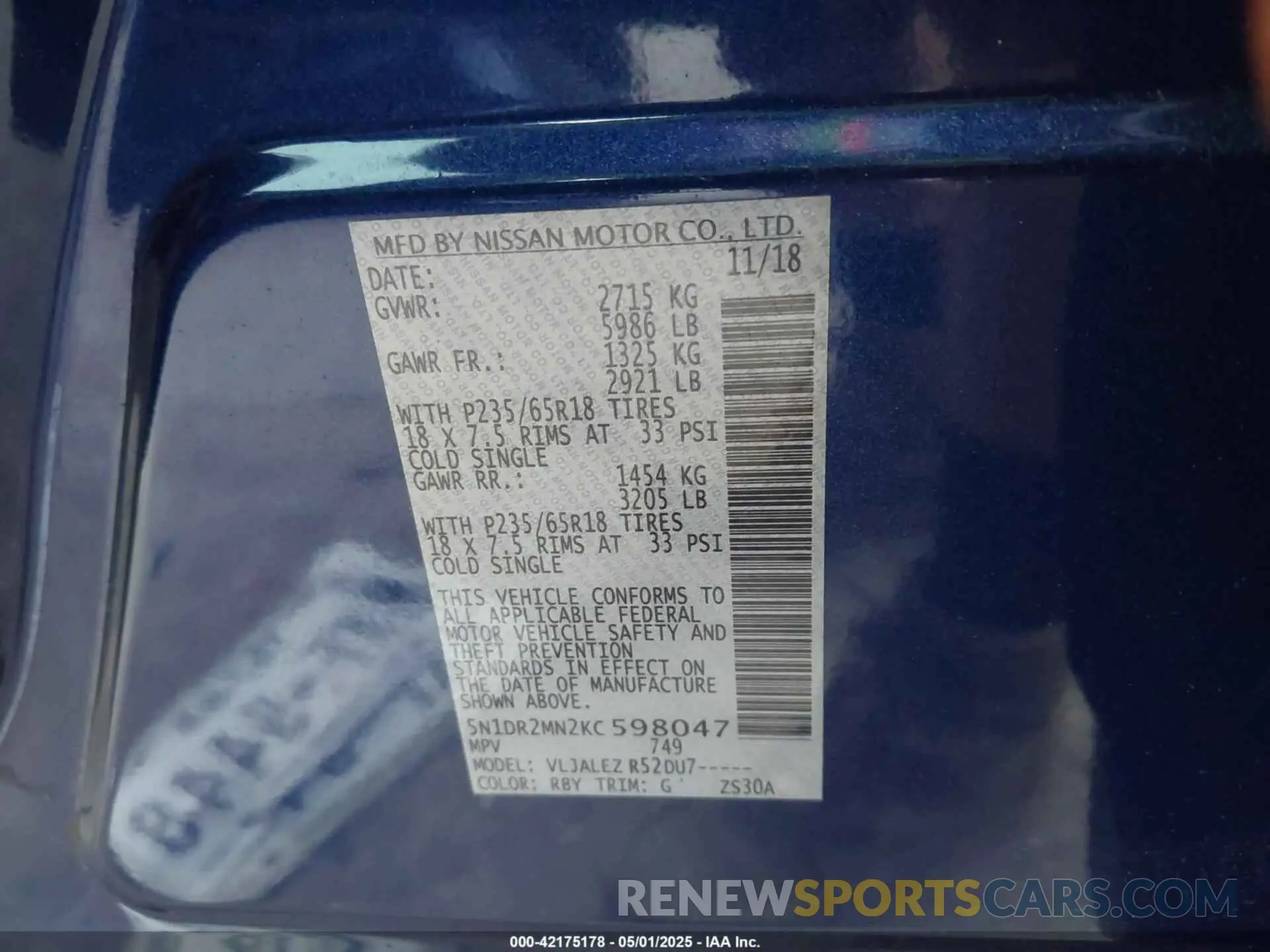 9 Photograph of a damaged car 5N1DR2MN2KC598047 NISSAN PATHFINDER 2019