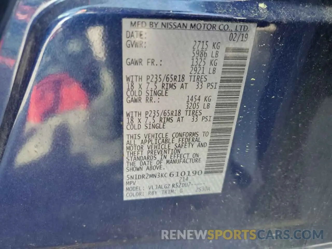 13 Photograph of a damaged car 5N1DR2MN3KC610190 NISSAN PATHFINDER 2019
