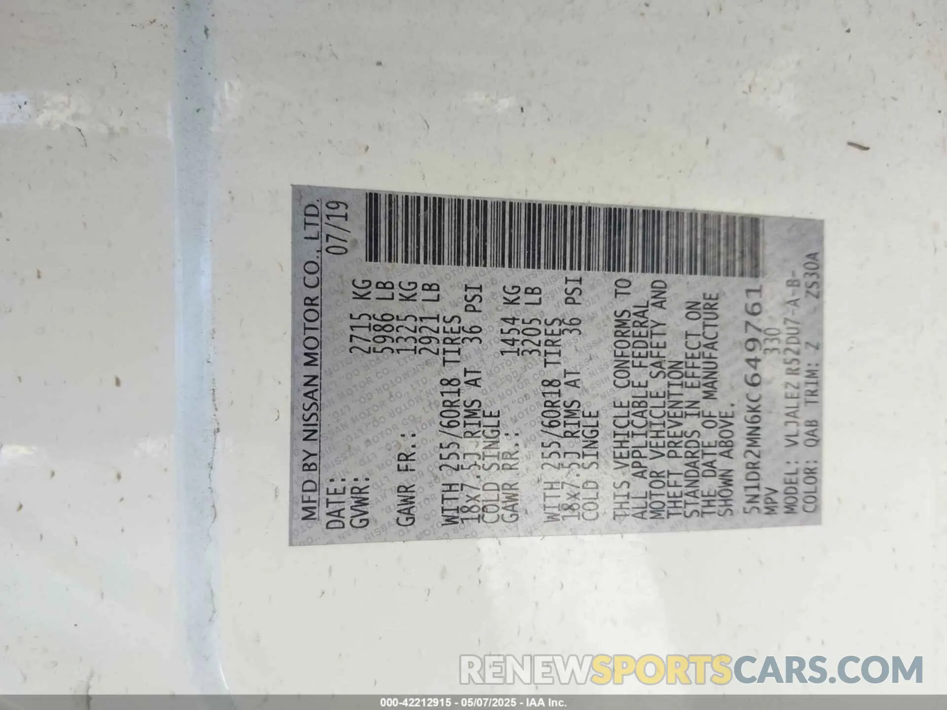 9 Photograph of a damaged car 5N1DR2MN6KC649761 NISSAN PATHFINDER 2019