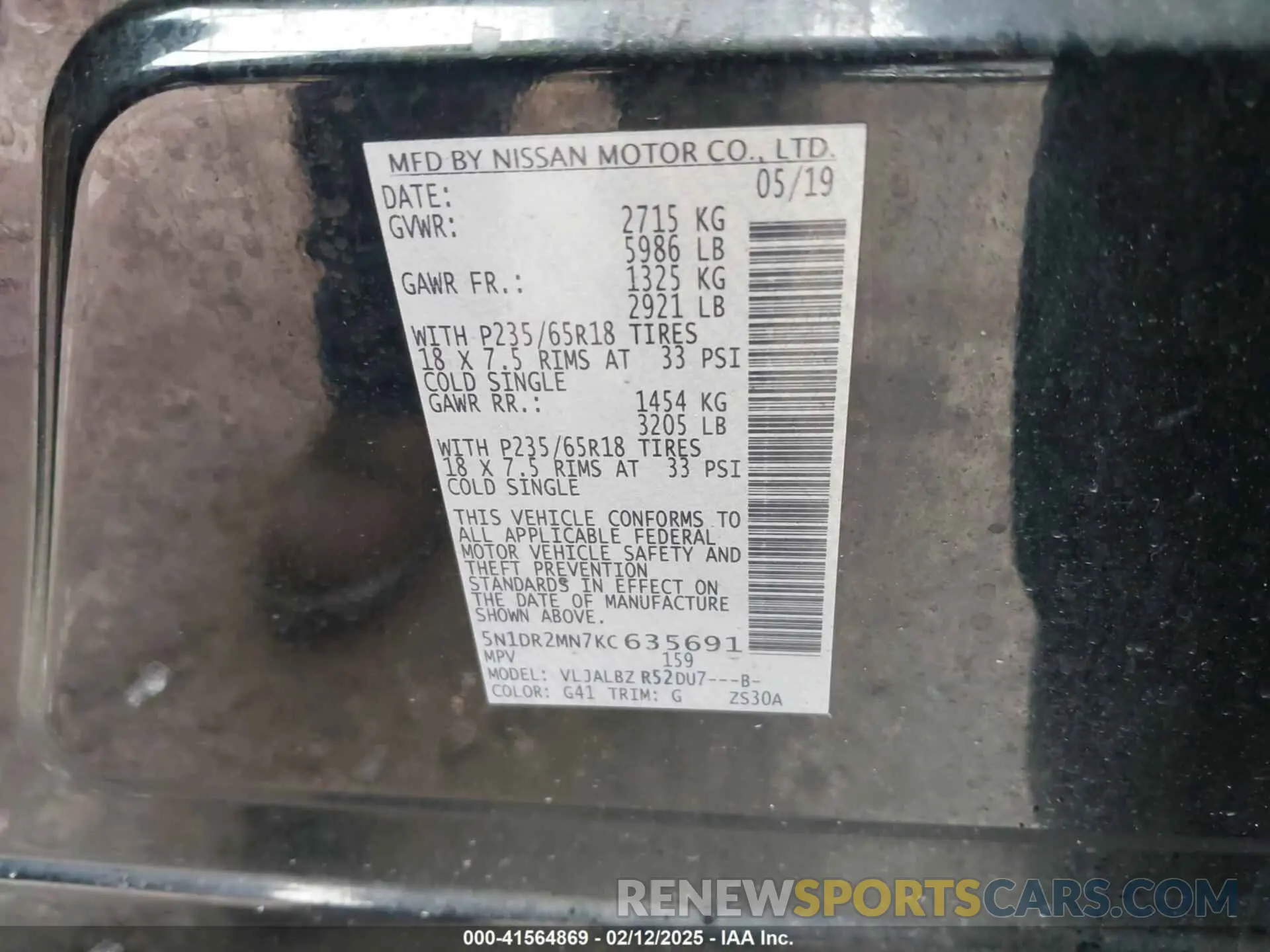 9 Photograph of a damaged car 5N1DR2MN7KC635691 NISSAN PATHFINDER 2019
