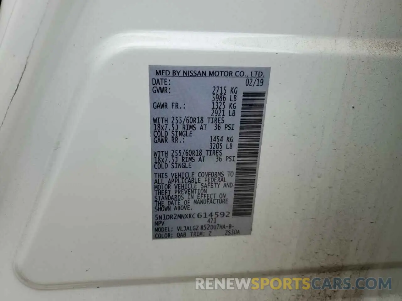 14 Photograph of a damaged car 5N1DR2MNXKC614592 NISSAN PATHFINDER 2019