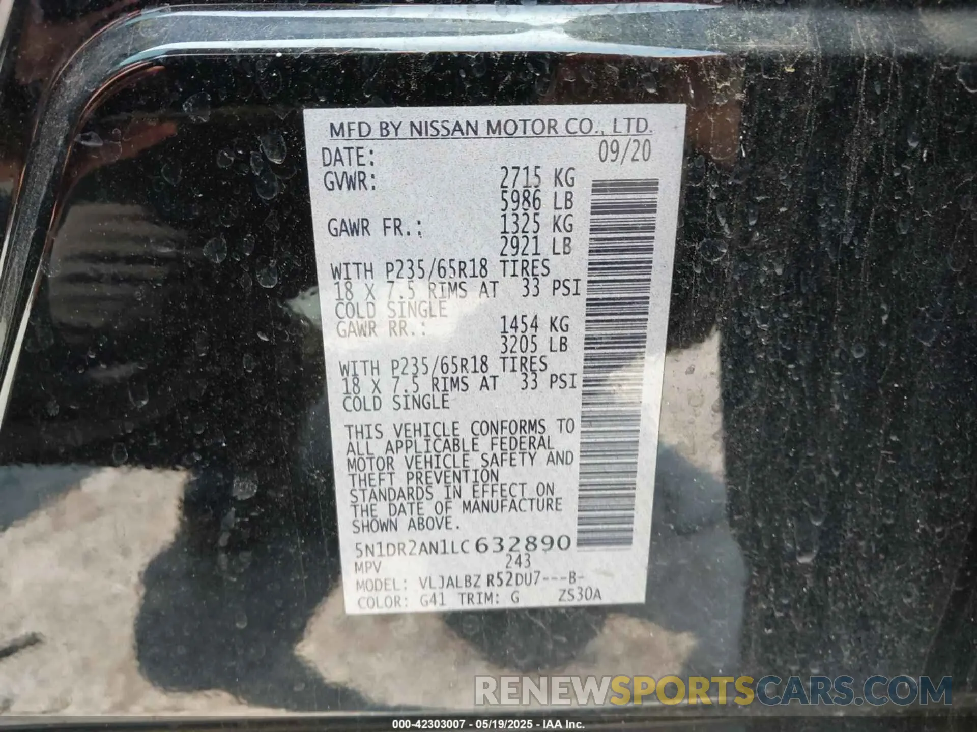 9 Photograph of a damaged car 5N1DR2AN1LC632890 NISSAN PATHFINDER 2020