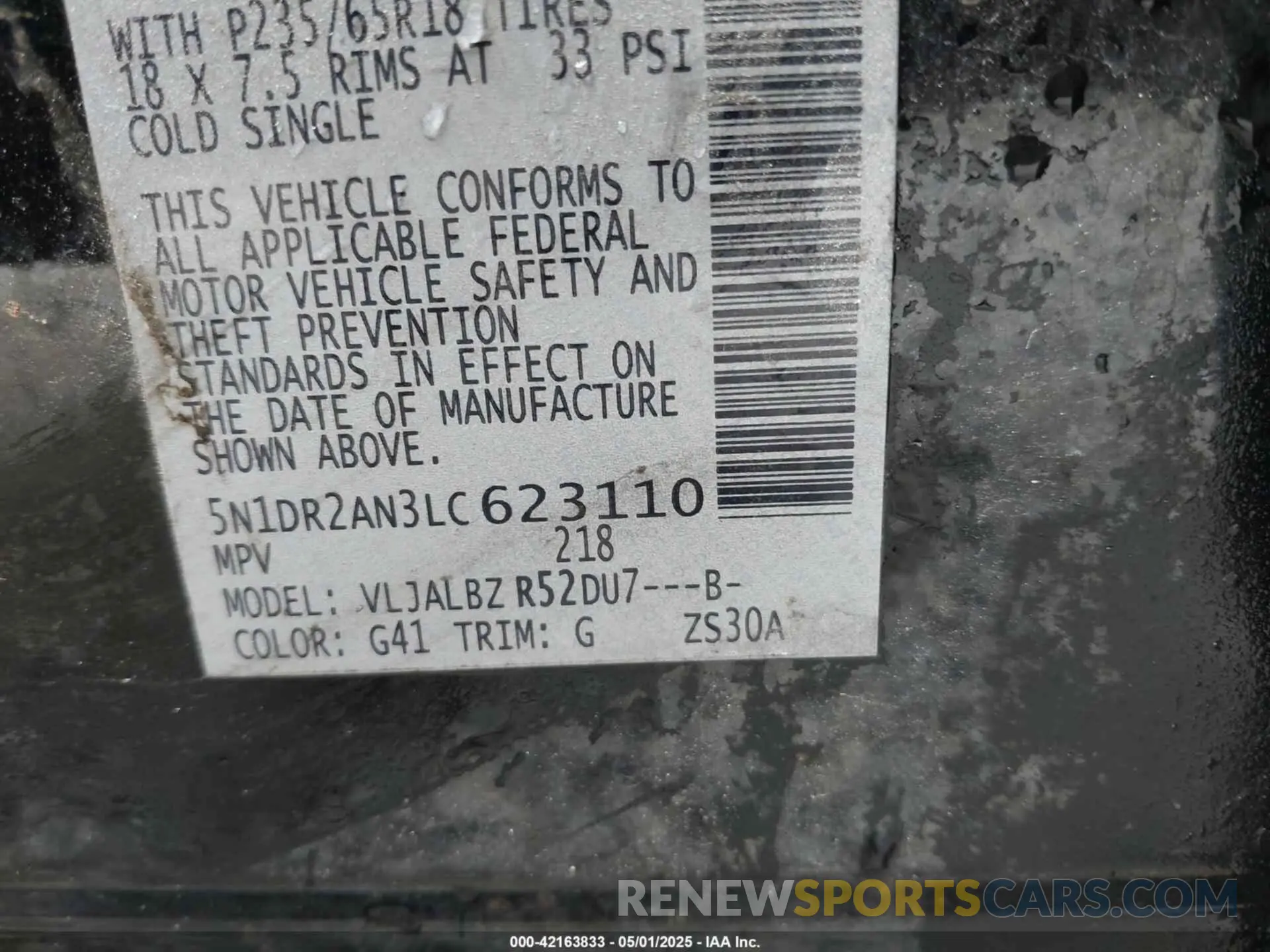 9 Photograph of a damaged car 5N1DR2AN3LC623110 NISSAN PATHFINDER 2020