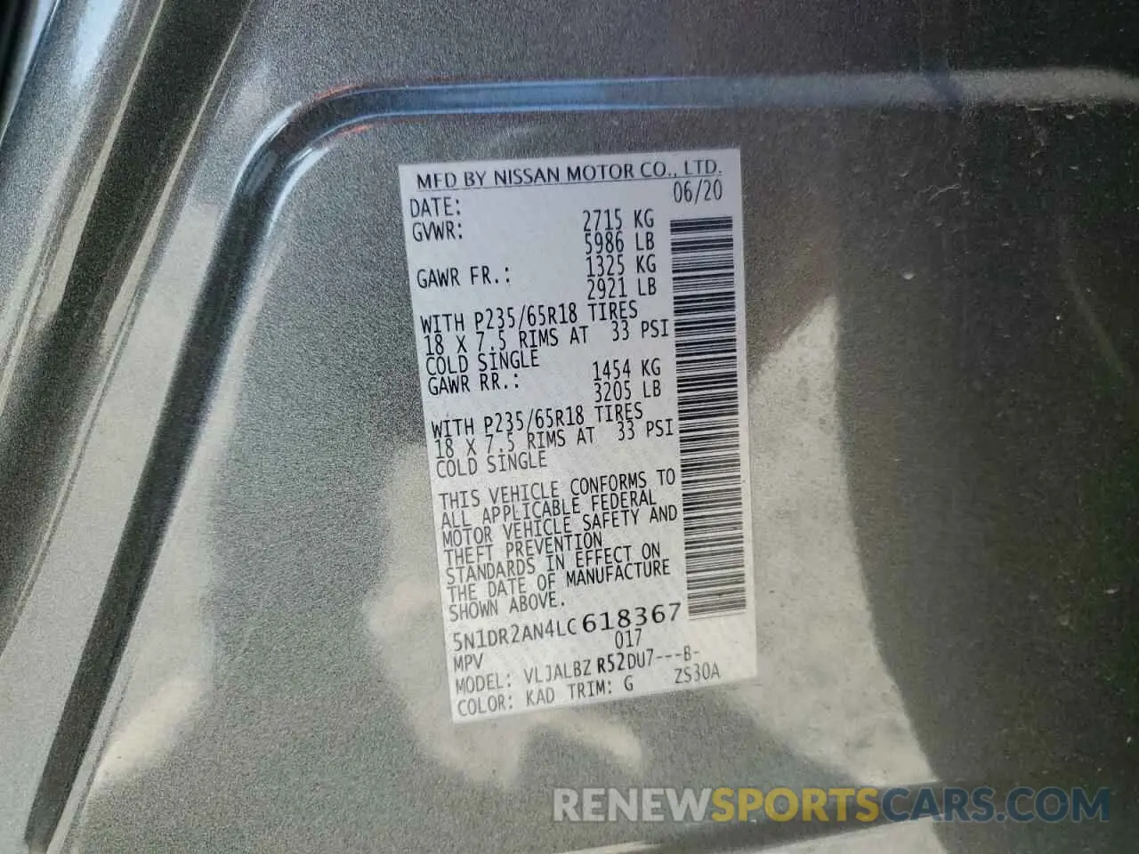 16 Photograph of a damaged car 5N1DR2AN4LC618367 NISSAN PATHFINDER 2020