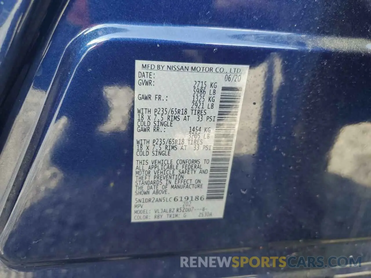 13 Photograph of a damaged car 5N1DR2AN5LC619186 NISSAN PATHFINDER 2020