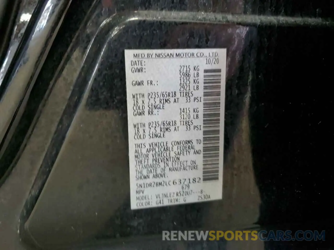 13 Photograph of a damaged car 5N1DR2BM2LC637182 NISSAN PATHFINDER 2020