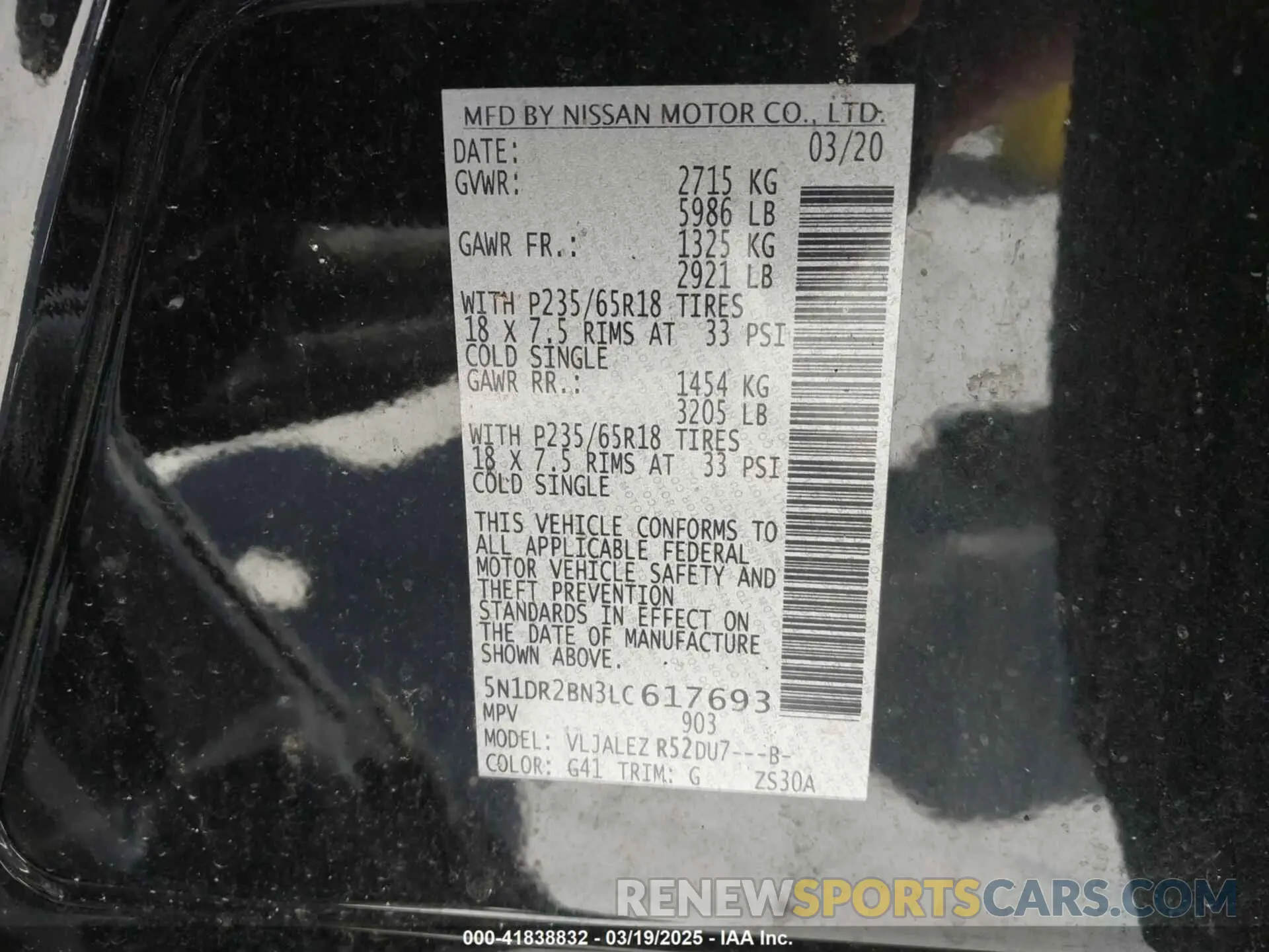 9 Photograph of a damaged car 5N1DR2BN3LC617693 NISSAN PATHFINDER 2020