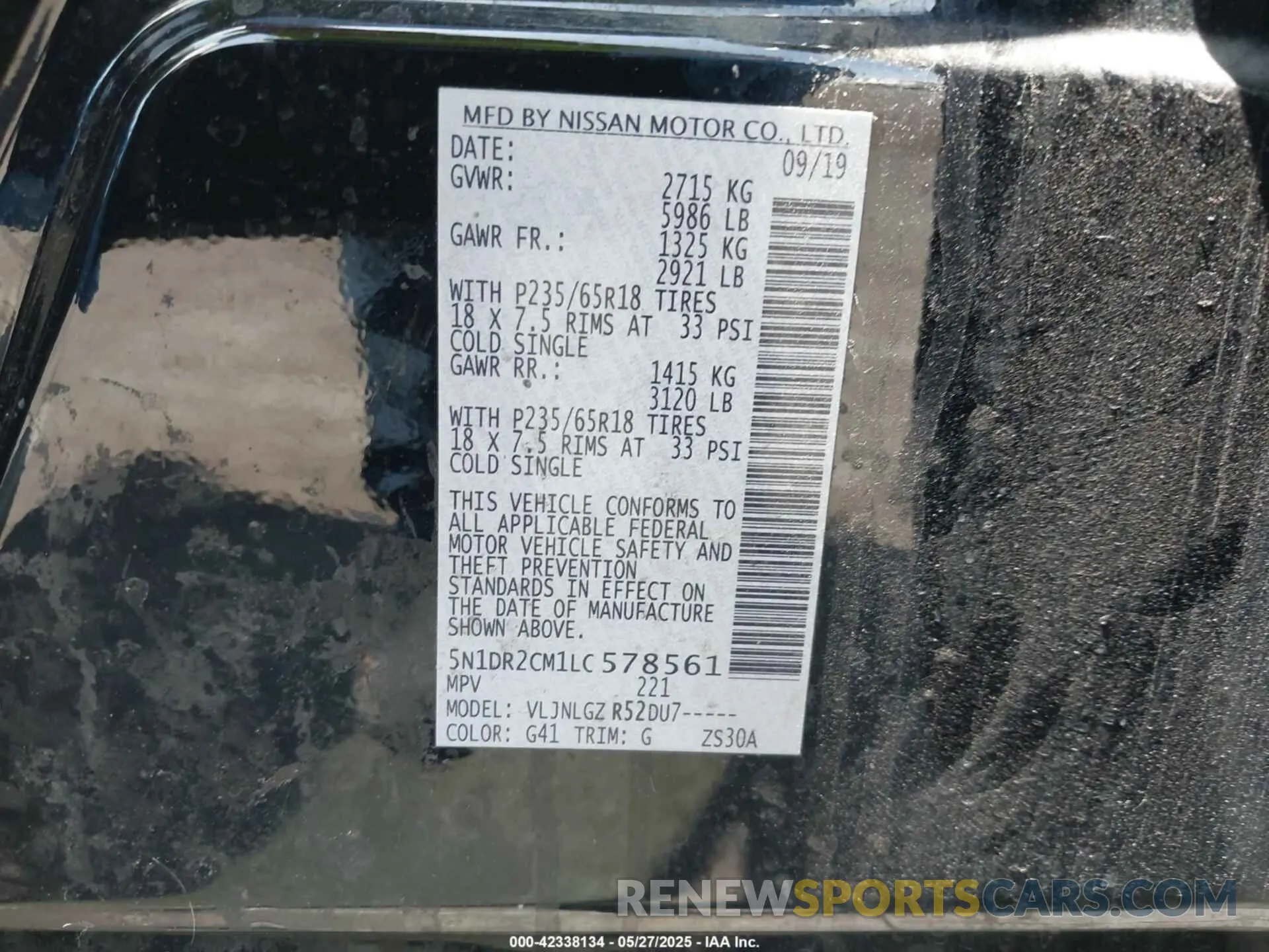 9 Photograph of a damaged car 5N1DR2CM1LC578561 NISSAN PATHFINDER 2020