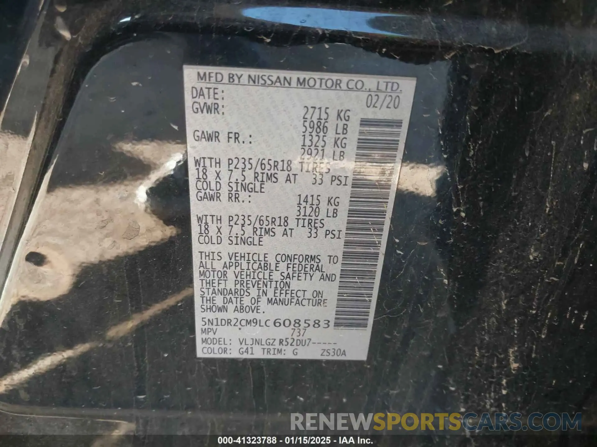 9 Photograph of a damaged car 5N1DR2CM9LC608583 NISSAN PATHFINDER 2020
