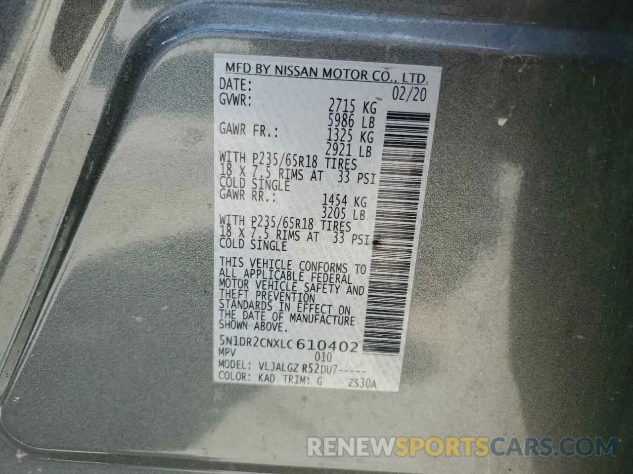 13 Photograph of a damaged car 5N1DR2CNXLC610402 NISSAN PATHFINDER 2020