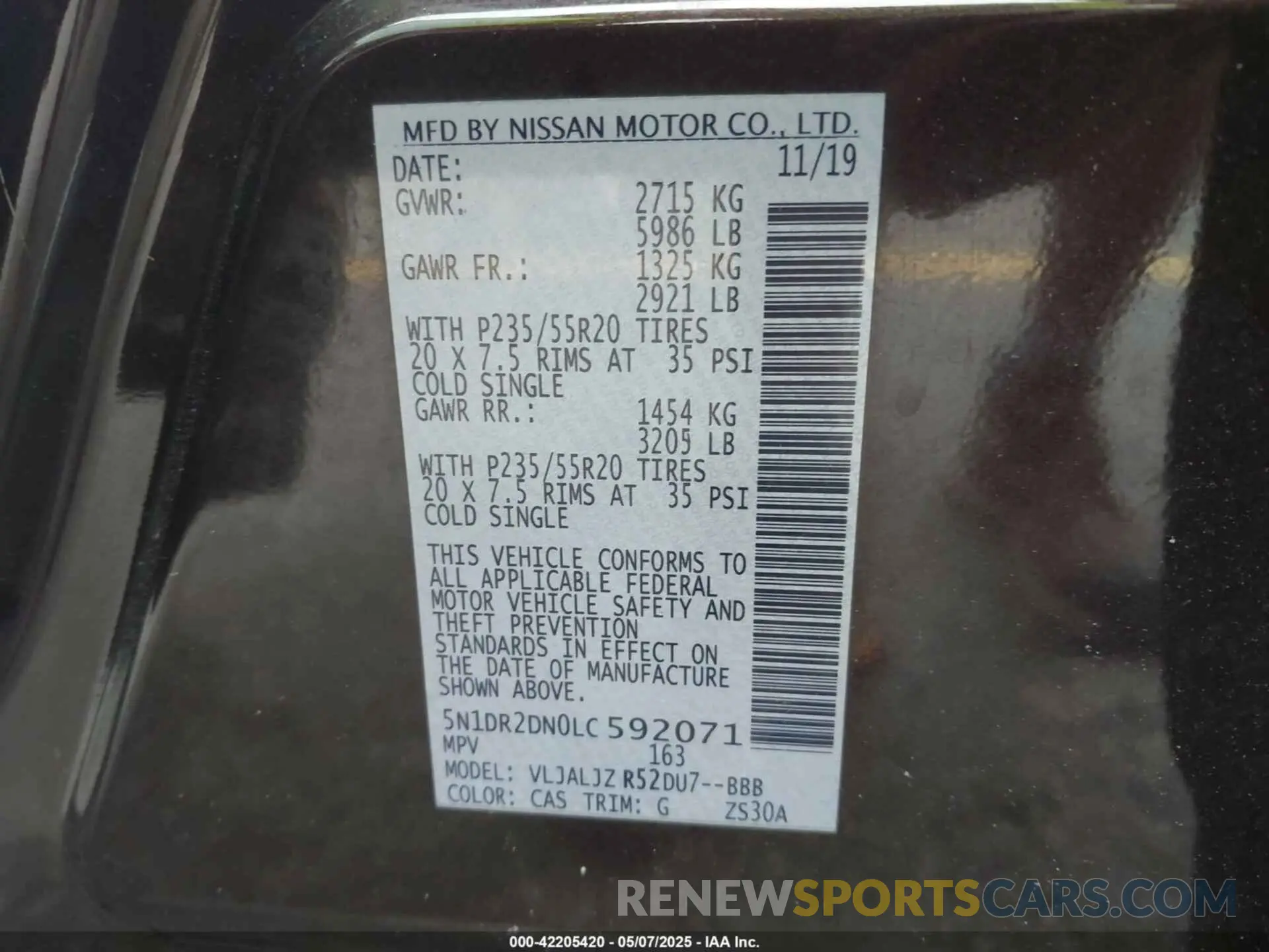 9 Photograph of a damaged car 5N1DR2DN0LC592071 NISSAN PATHFINDER 2020