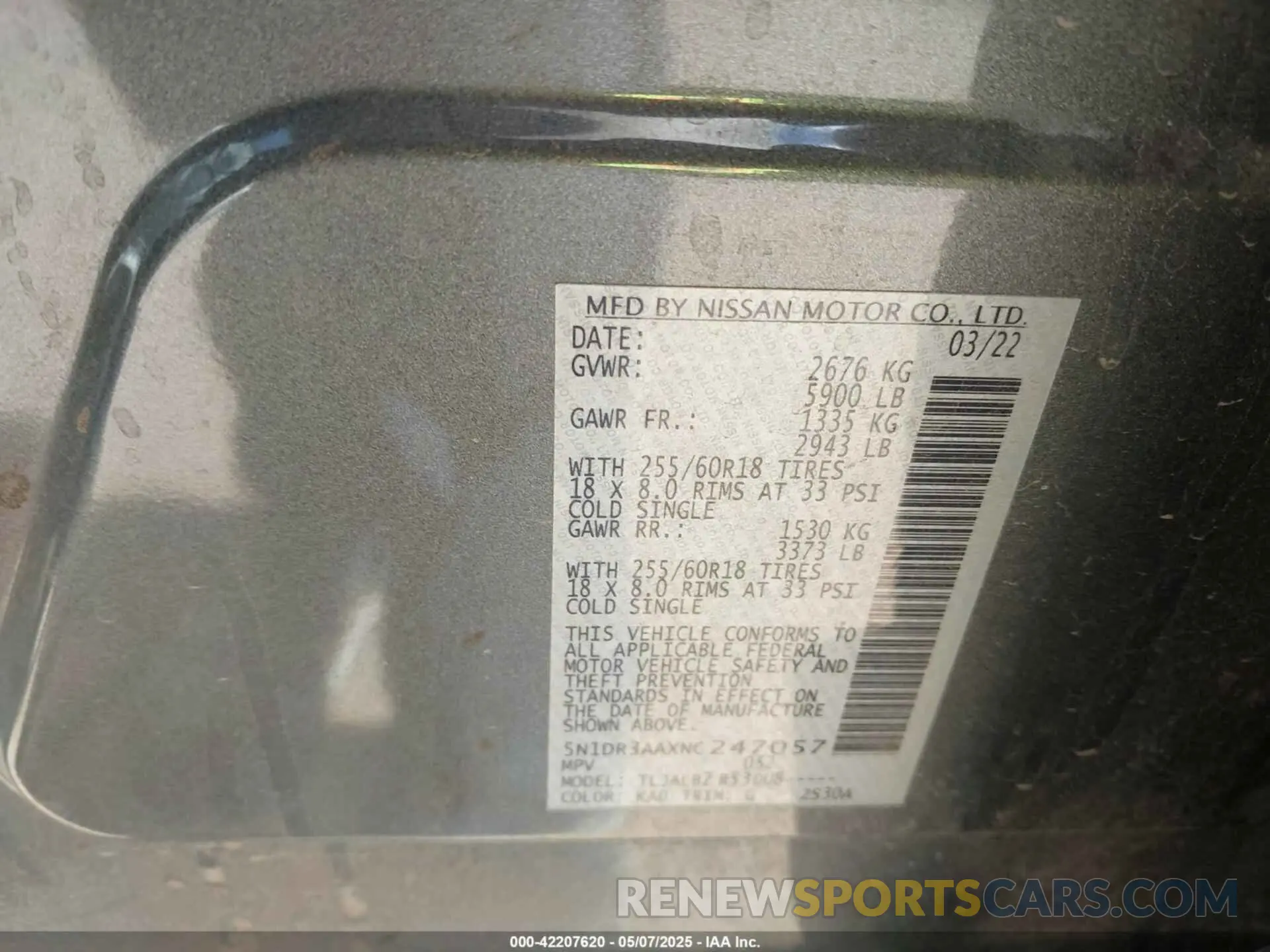 9 Photograph of a damaged car 5N1DR3AAXNC247057 NISSAN PATHFINDER 2022