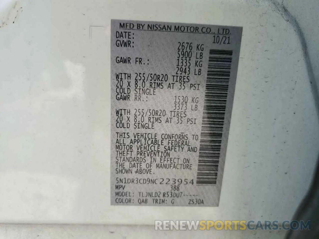 13 Photograph of a damaged car 5N1DR3CD9NC223954 NISSAN PATHFINDER 2022